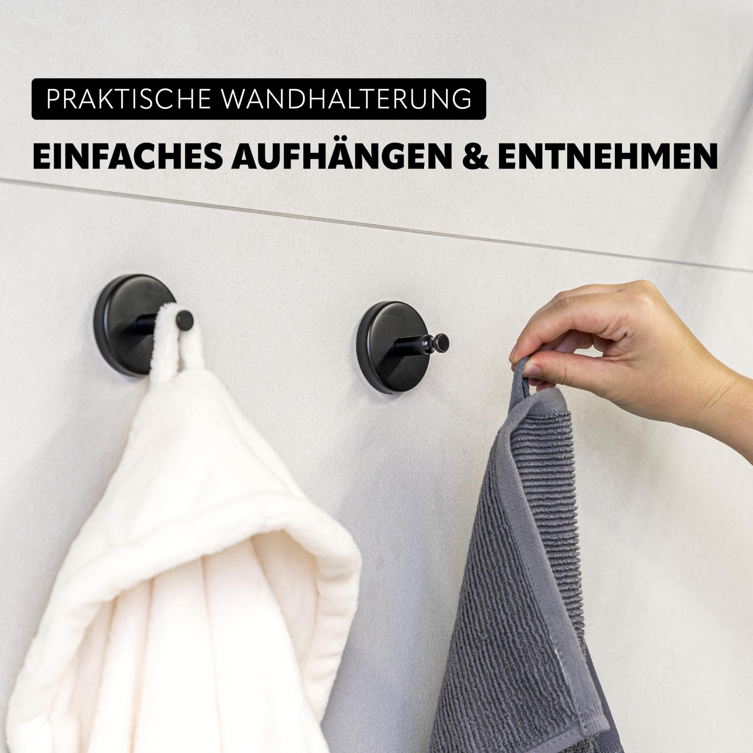 bremermann Bad-Serie PIAZZA BLACK - Handtuchhaken 4er Set aus Edelstahl matt schwarz