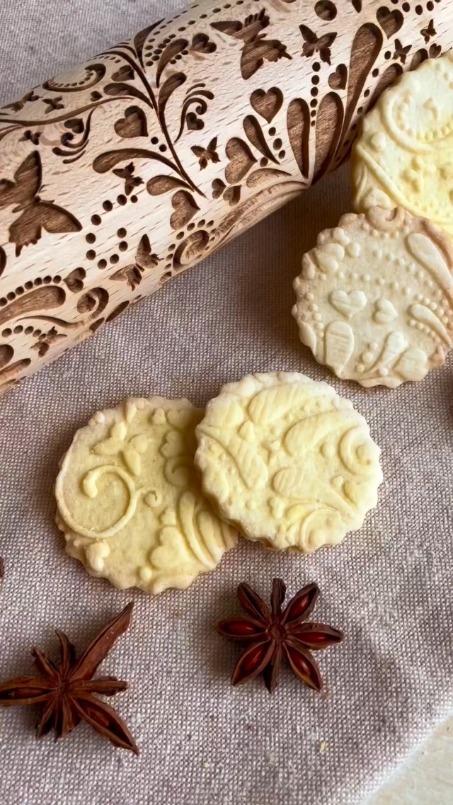 Rouleau à Pâtisserie En Bois De Hêtre Avec Motif Gaufré - Pour Fondant, Biscuits, Pâtes - Outil Décoratif De Cuisine - 35,5cm