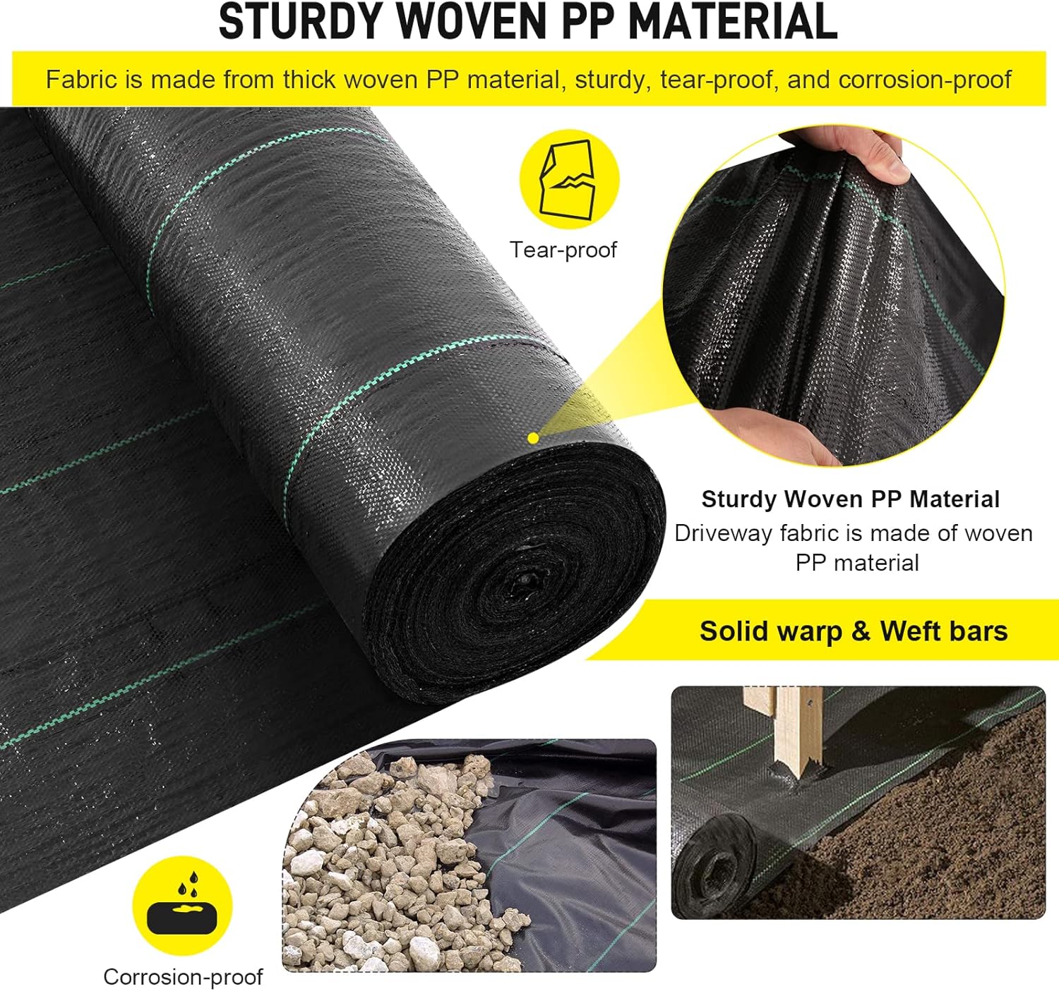 forimo Driveway Fabric,5x500 ft Road Fabric Commercial Weed Barrier Fabric, Landscape Fabric Heavy Duty 4OZ French Drain Fabric for Erosion Control,Landscape Fabric,Weed Barrier,Construction Projects