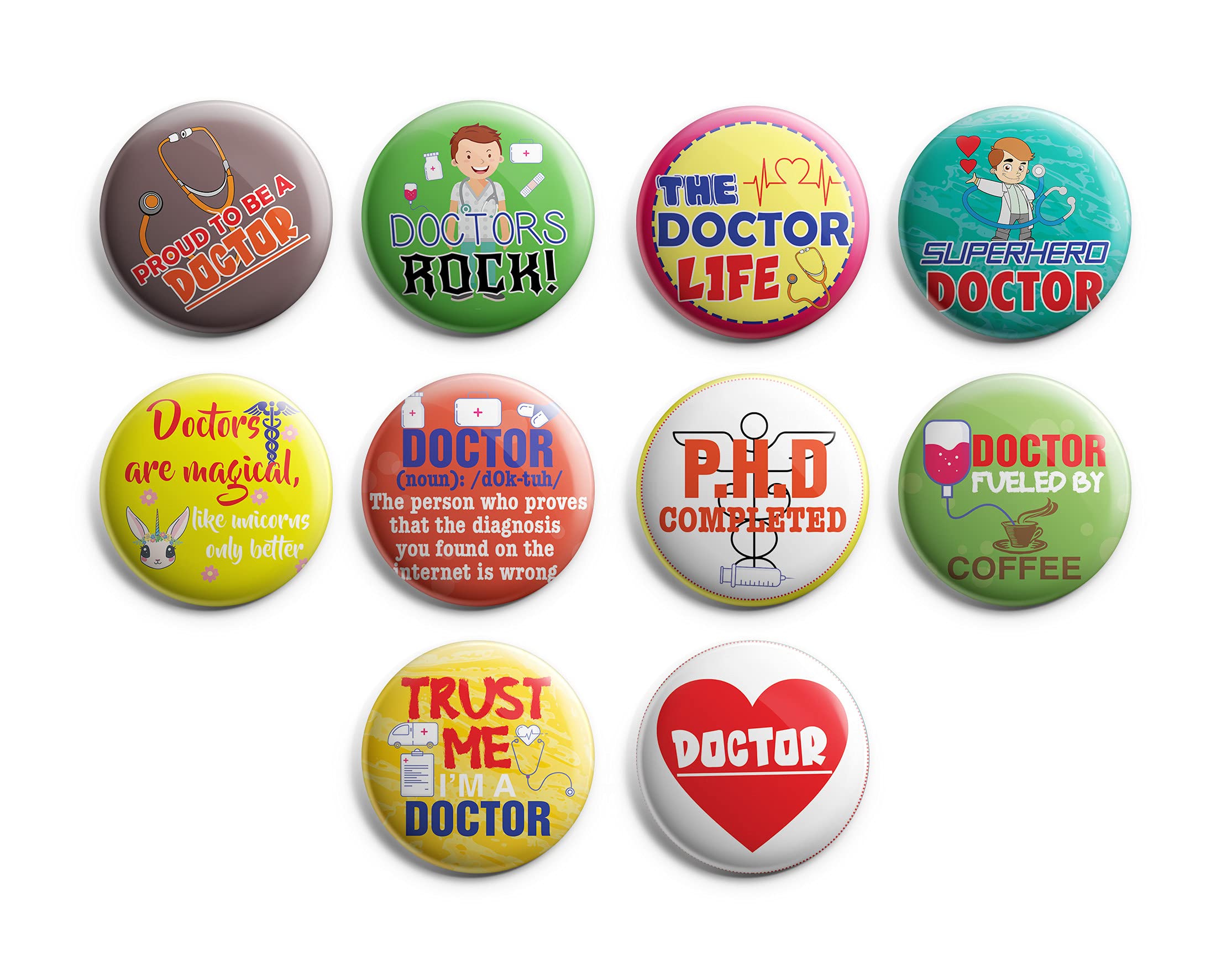 CreanosoProfessions Funny and Motivational Sayings Pinback Buttons (10-Pack)