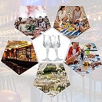 Vista 5 de XKXKKE 12 Piezas Copas de Vino de Plástico Transparente, Copas de Agua de Plástico para Fiestas, Copas con Tallo para Recepción de Boda, Suministros