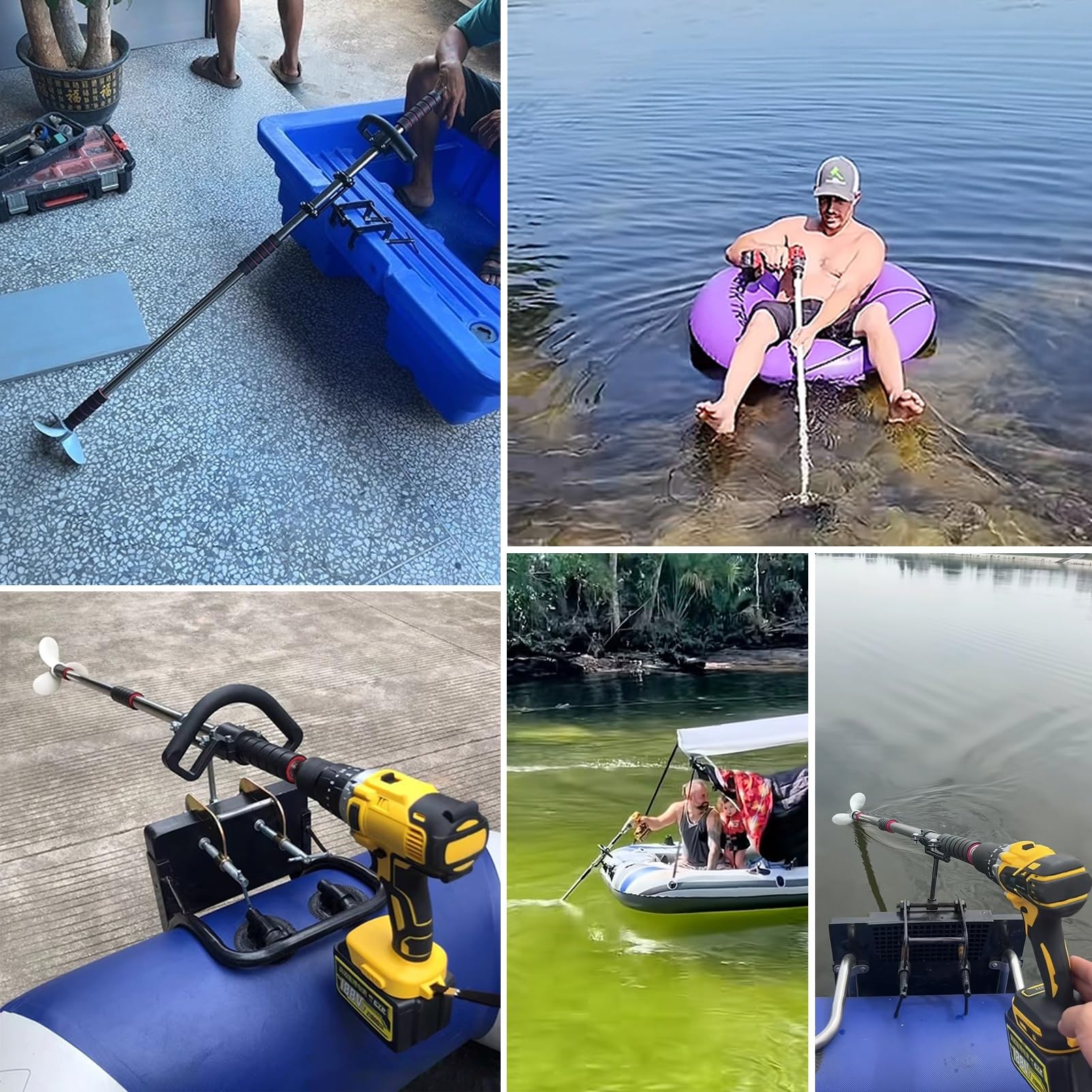 Drill Propeller Handheld Drill Powered Boat Propeller, Portable Emergency Kajak Paddle Trolling Motor Thruster, Cordless Boat Drive Spare Part for Power Drills with Bracket