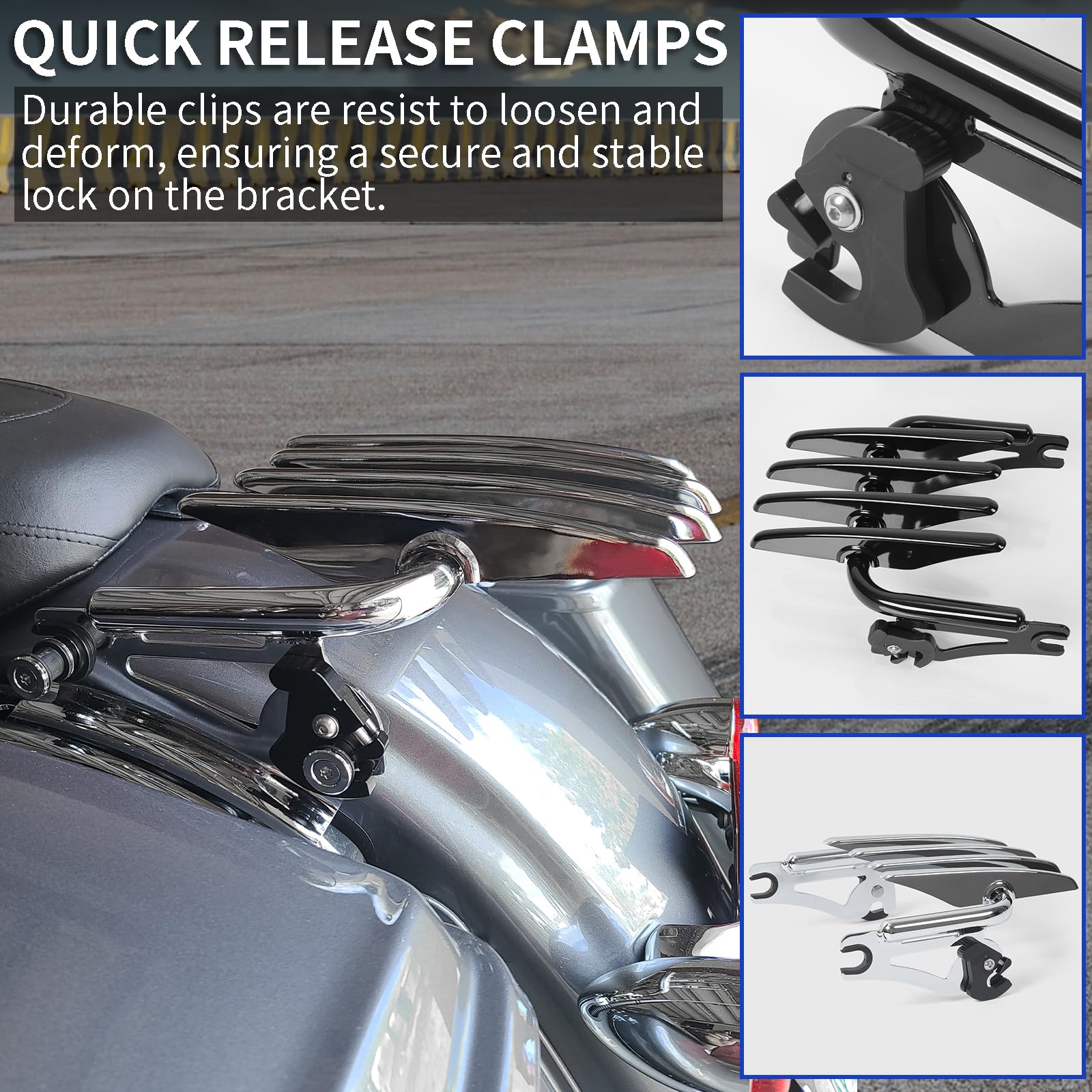 WOOGA Motorrad Gepäck Halter Hinten Gepäck Träger Rack Ladungen Halter Halterung Zubehör für Har&le&y Davidson Street Glide Road King Special Road Glide (Schwarz)
