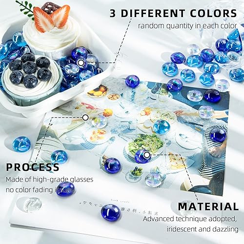 Miniatura 74 de FUTUREPLUSX Canicas de vidrio plano rosa de 1 libra, rellenos de jarrones, gemas para pecera, mármoles de vidrio decorativos para jarrones, acuario