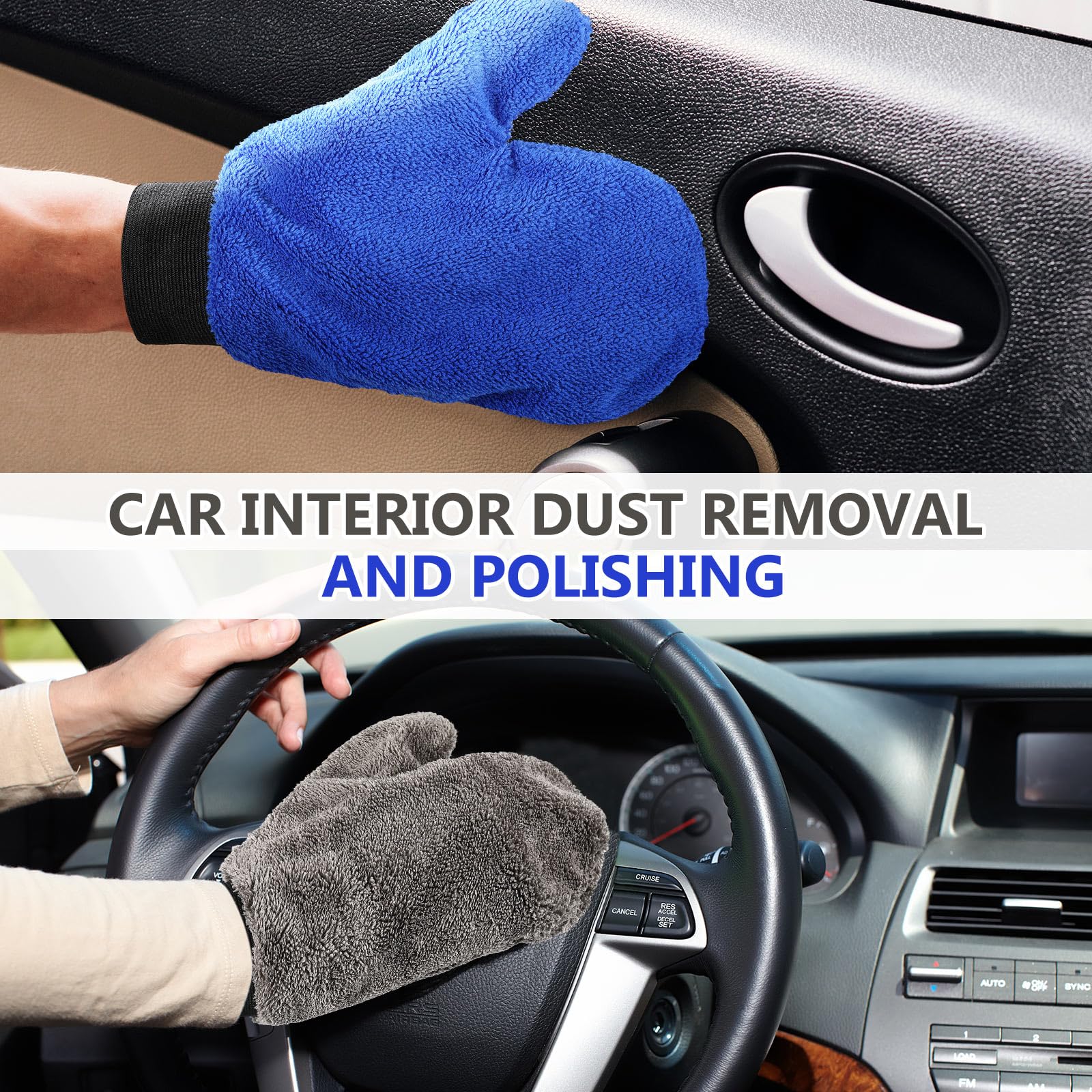 Teenyyou 6 manoplas de microfibra con pulgar, guantes de limpieza para el hogar, lavables, reutilizables, de microfibra, para lavar el coche, tela de rizo, guantes de microfibra para plantas,