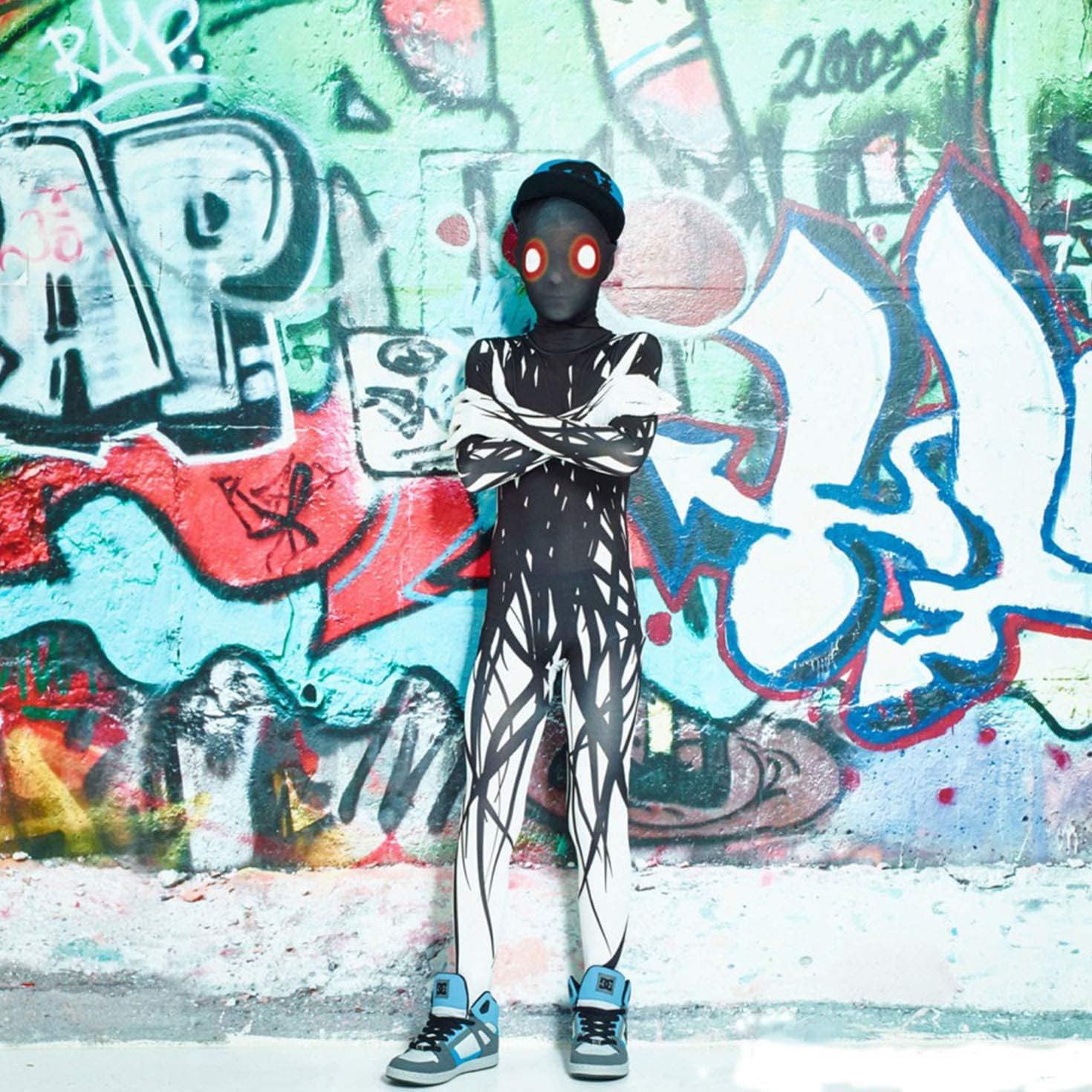 Morphsuits Costume Horror Zalgo Bambino, Tuta Halloween Bambino | Tuta Integrale con Cappuccio, Design Zalgo Inquietante, Chiusura con Zip, Perfetto per Halloween, Ideale per il Cosplay