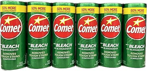 Comet Con lejía, con un 50% más de potencia de limpieza, recipientes de 21 onzas, con cepillo de fregar, artículo de bonificación - Paquete de 6