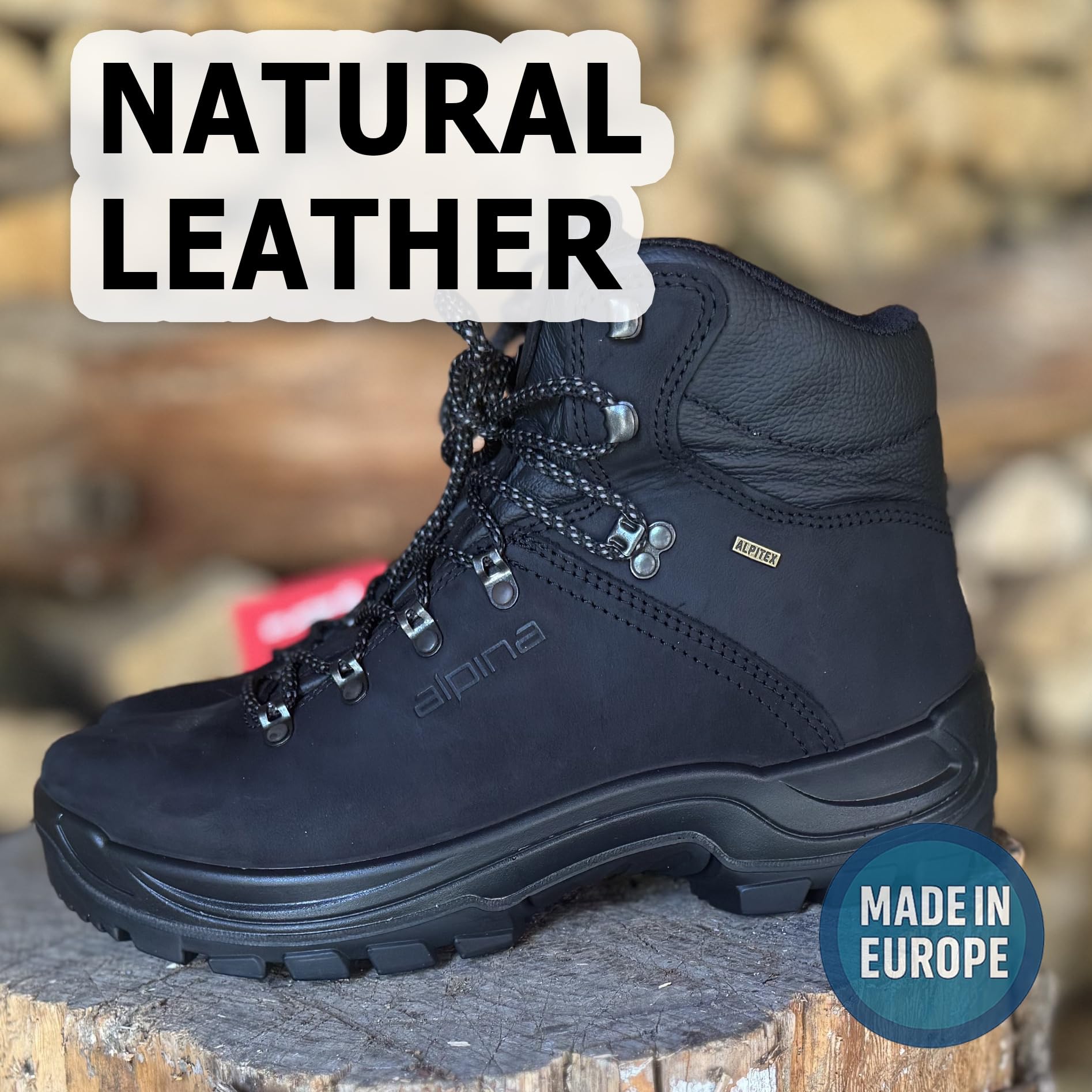 Alpina Tundra Męskie Buty Trekkingowe | Wodoodporne Buty Górskie z Skórzaną Cholewką i Mocną Podeszwą