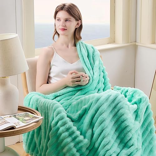 Miniatura 3 de NEWCOSPLAY Manta de piel sintética súper suave para el sofá, manta cálida y mullida de sherpa rosa oscuro para sofá y cama (rosa oscuro, manta de 50