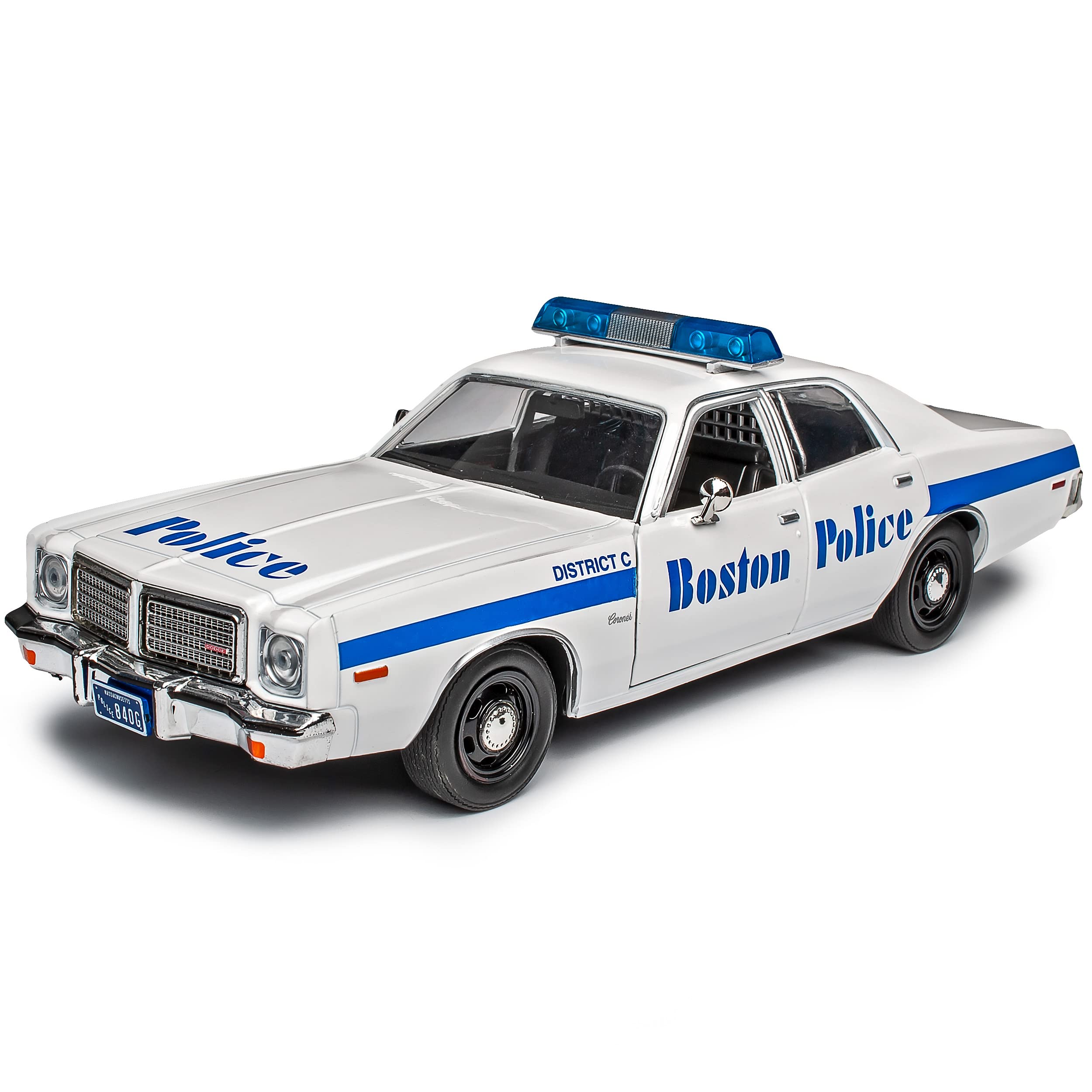 Generisch Defekte Verpackung Dodge Coronet Boston Police Department Polizei Weiss 1/24 Greenlight Modell Auto