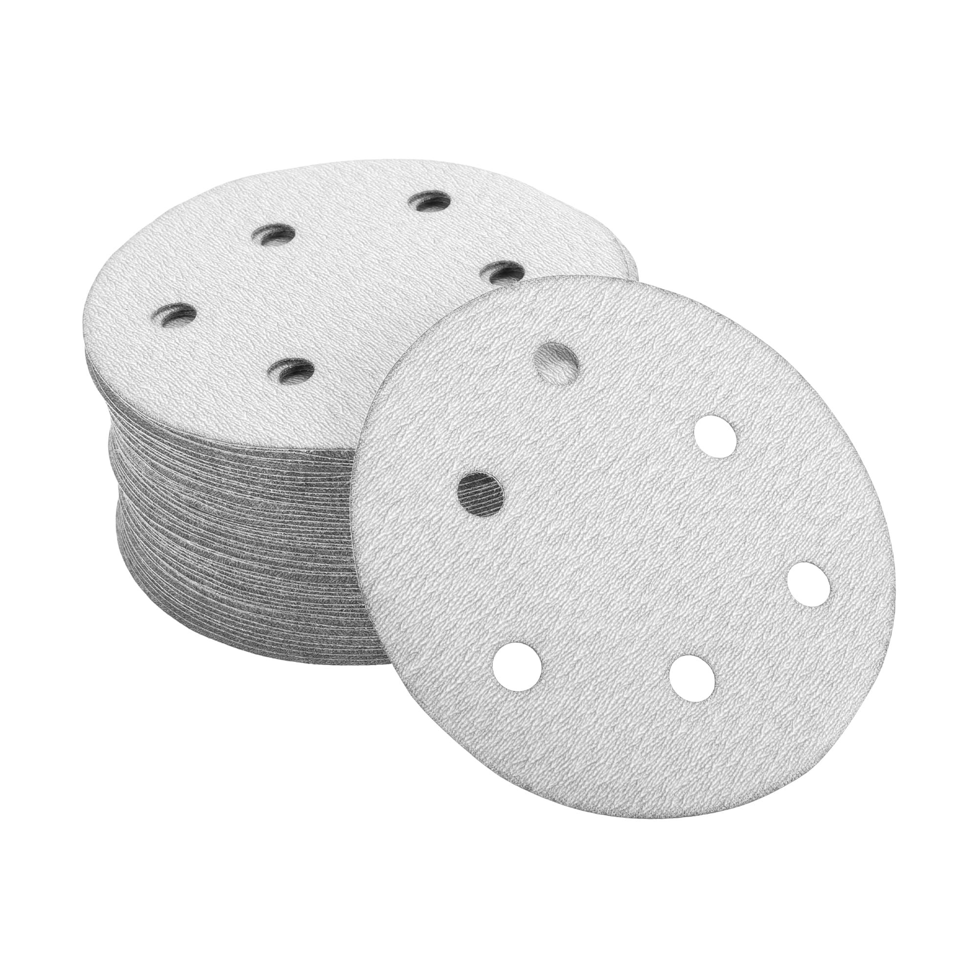 INFINAUTO Sanding Discs, 4.92" 6 Hole 800 Grit Automotive Repair Round Hook and Loop Sandpaper Aluminum Oxide White, 50 Pcs