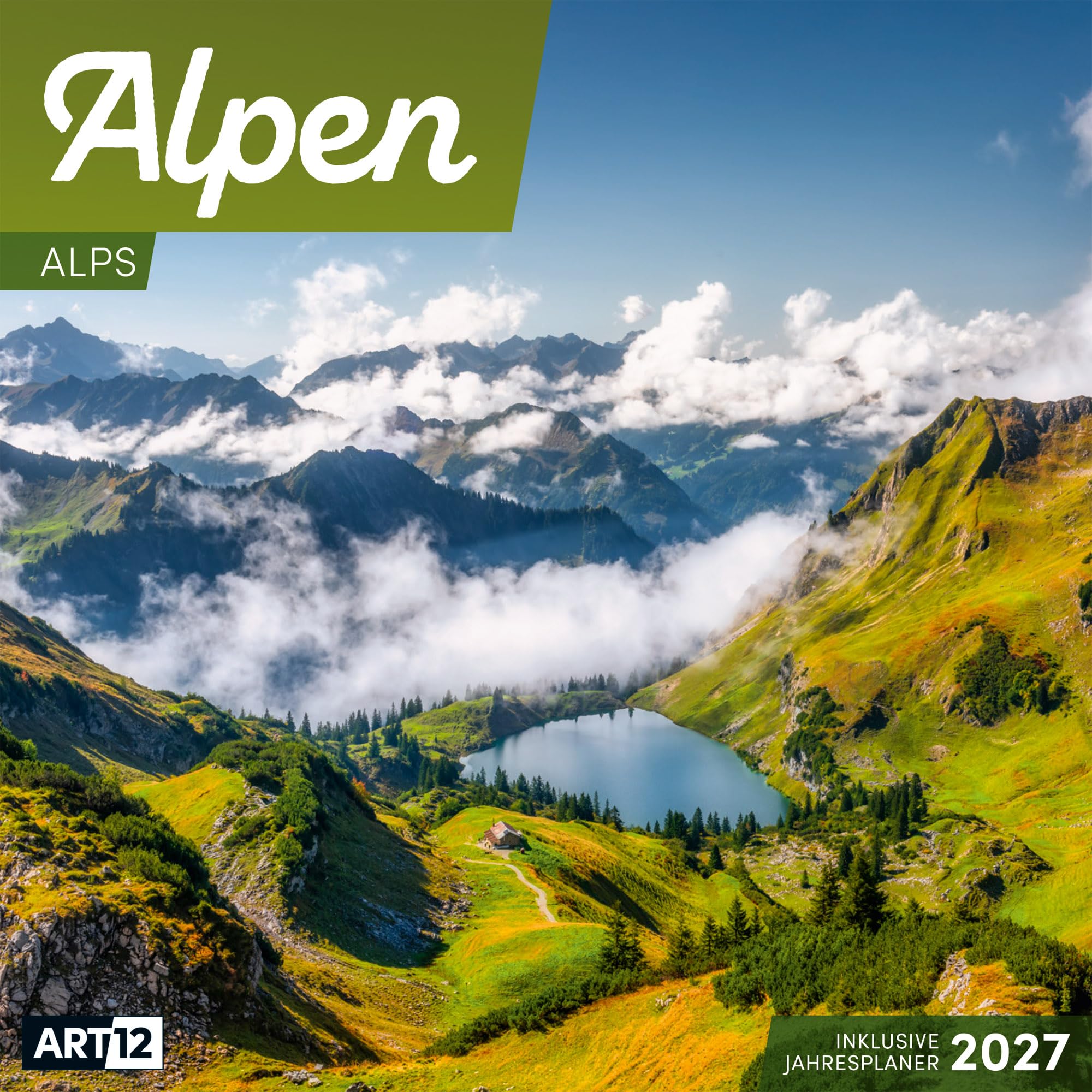 Alpen Kalender 2027 - 30x30 - Art12: Bildgewaltiger Berge-Kalender im schlanken Hochformat (aufgeklappt 30x60 cm) | Eintrage-Kalendarium