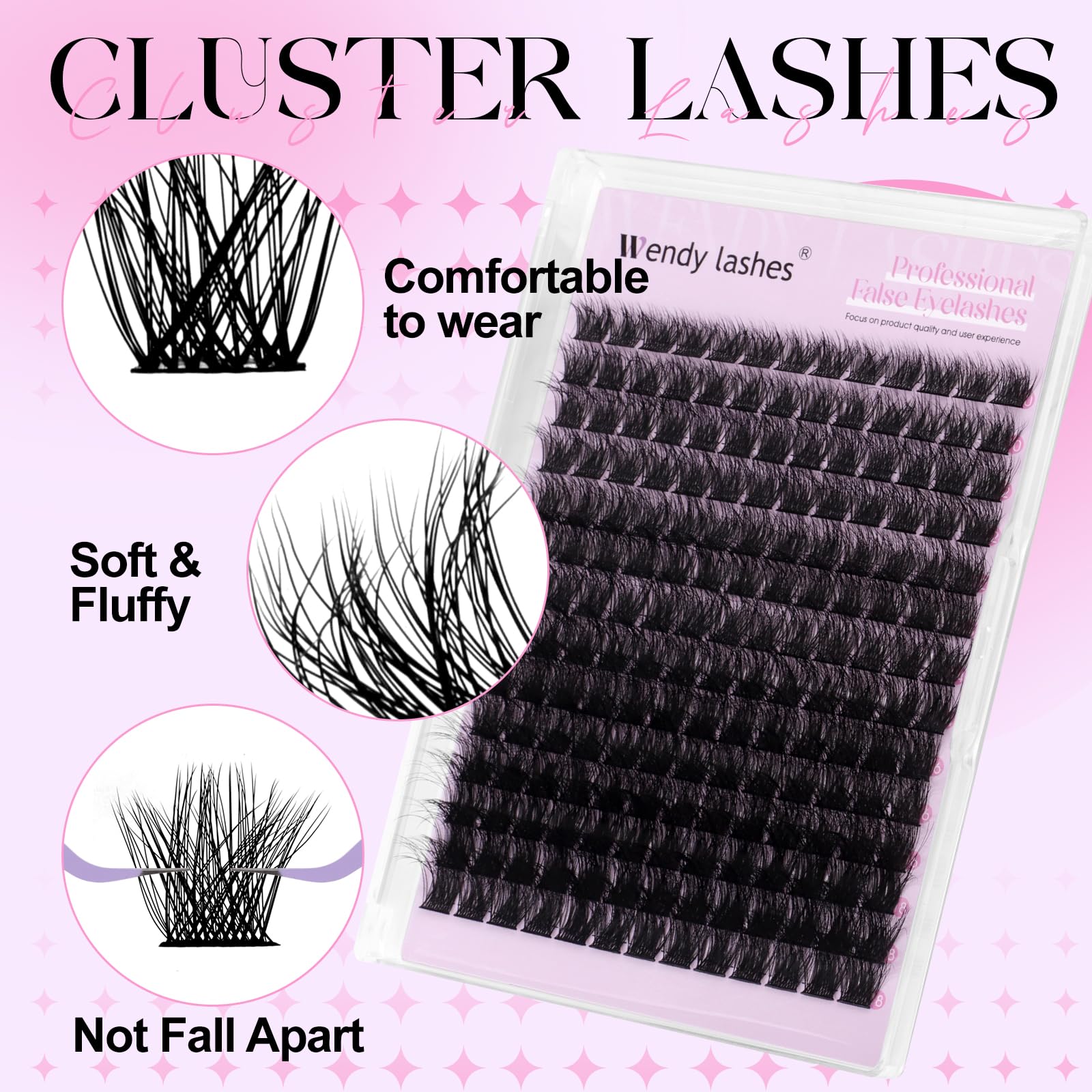 Cluster Lashes 3D Effect Individual Eyelashes Natural B-10-18mm Mixed Wispy Lash Clusters Reusable DIY Lash Extension at Home(FKDP-lash-B-3D) - Image 4