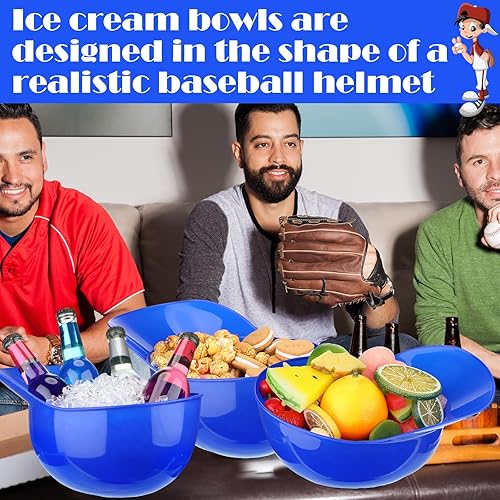Miniatura 9 de Tanlade 12 cuencos de helado para casco de béisbol de 72 onzas, tazón grande de postre para aperitivos, copas para casco de béisbol, regalos de