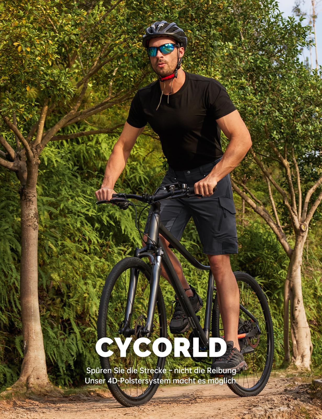 Cycorld MTB Hose Herren Fahrradhose, Schnelltrocknende MTB Shorts Herren Mountainbike Hose Baggy Bike Shorts, Atmungsaktiv Radhose mit Haken- und Flauschband