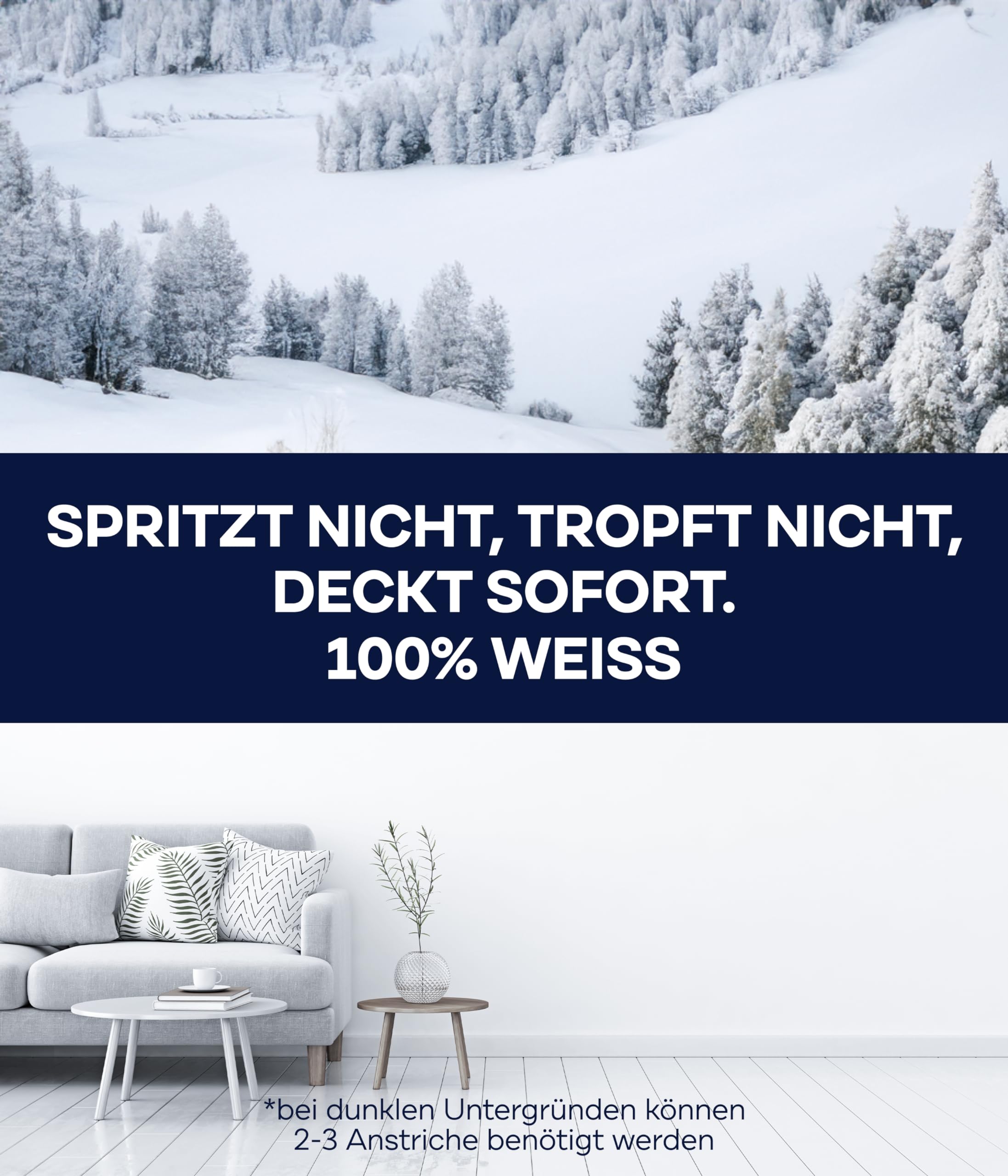 Plid Schneeweiß Wandfarbe Weiß 10L für ca. 60 m² - Polarweiß geruchsarm - Innenfarbe Wall Paint White - Diffusionsfähig