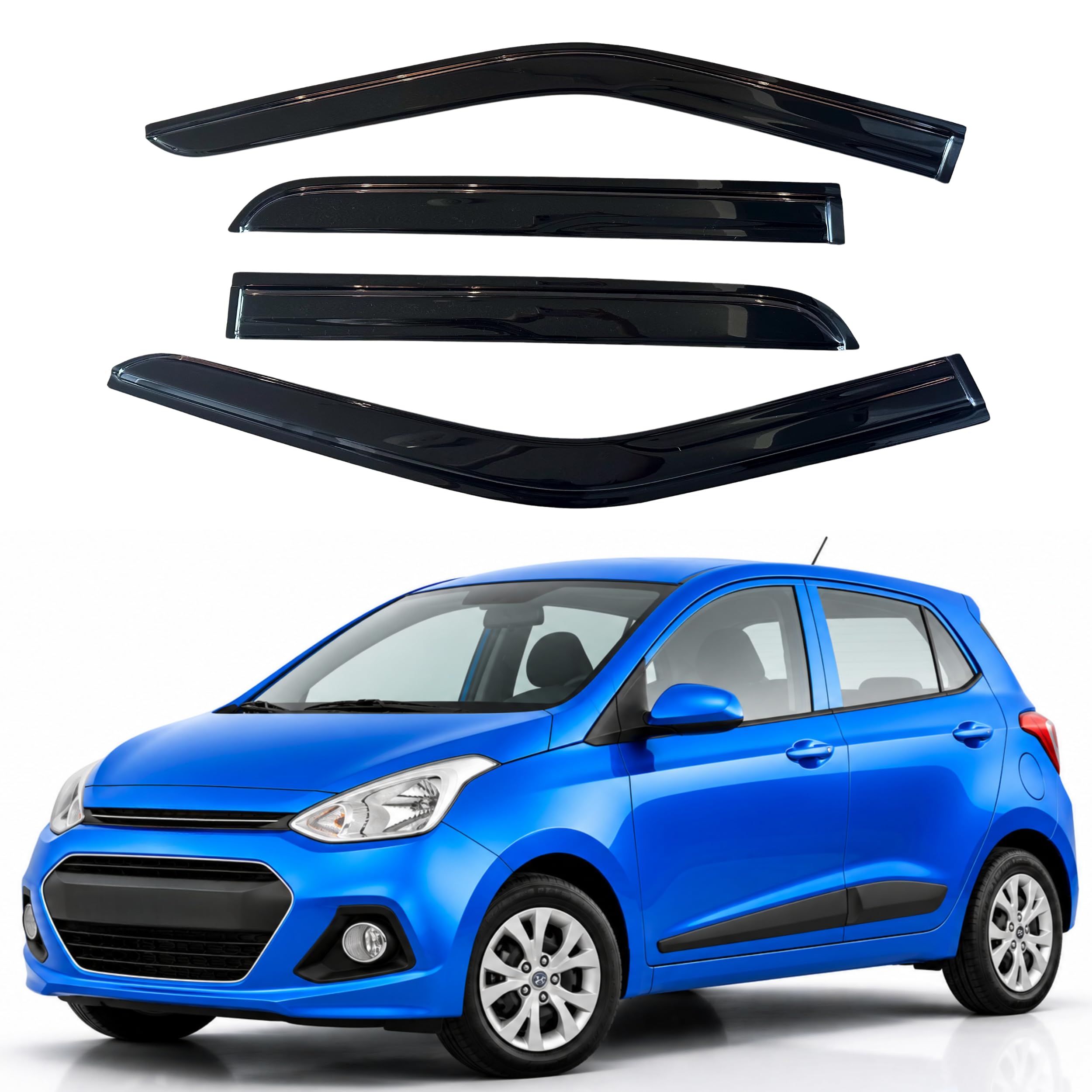 IG Window Visors Fit for 2013-2022 Hyundai Grand i10, Out-Channel Rain Guards Vent Wind Deflectors 4PC, Car Accessories for 13-22 Grand i10