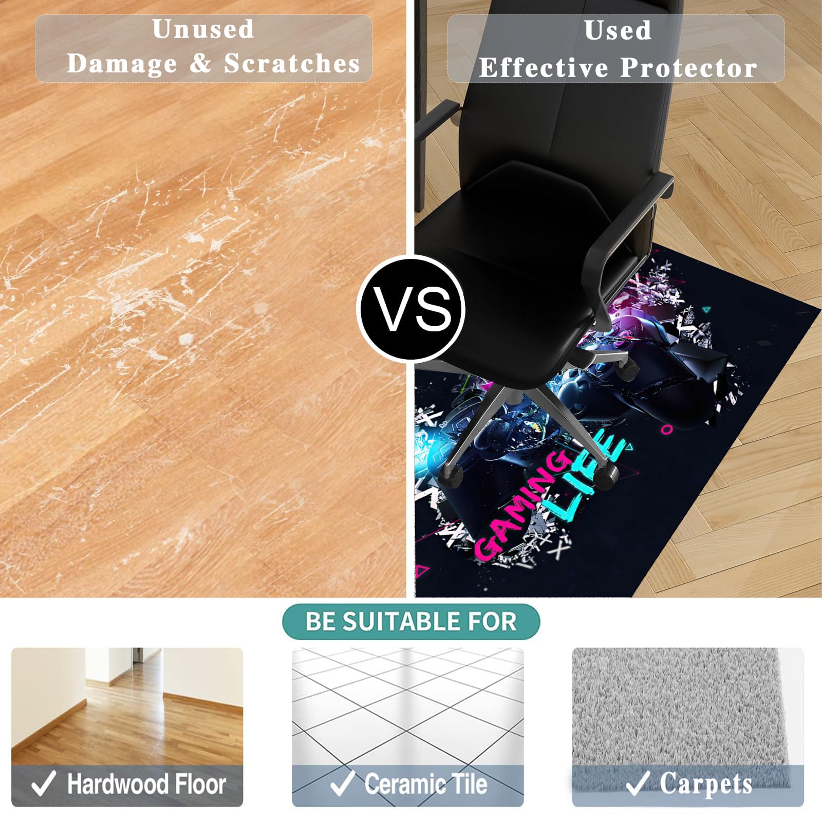 Tapis De Protection Pour Sol Chaise De Bureau Transparent 100x140cm