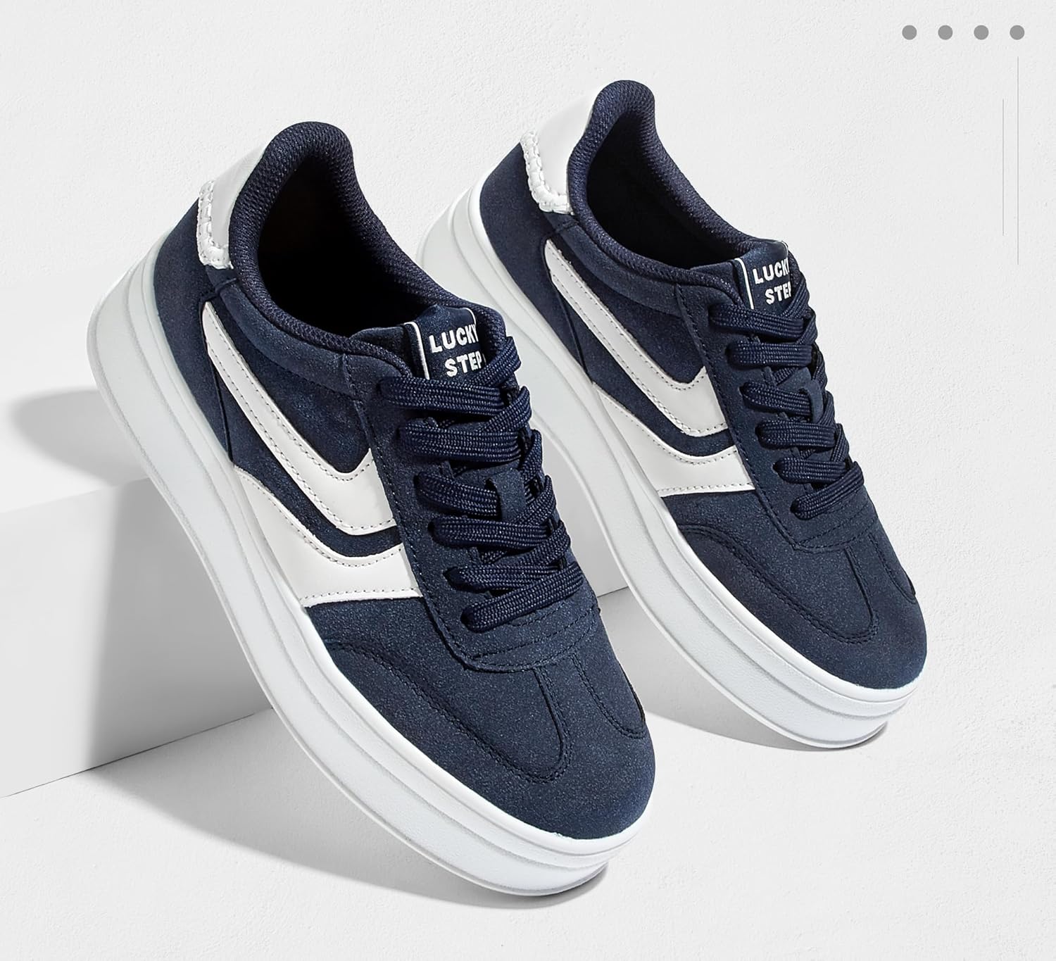 LUCKY STEP Platform Sneakers for Women Fashion Retro Thick Rubber Gum Sole Comfortable Tennis Skate Trainer Classic Walking Shoes Casual Streetwear - Image 3