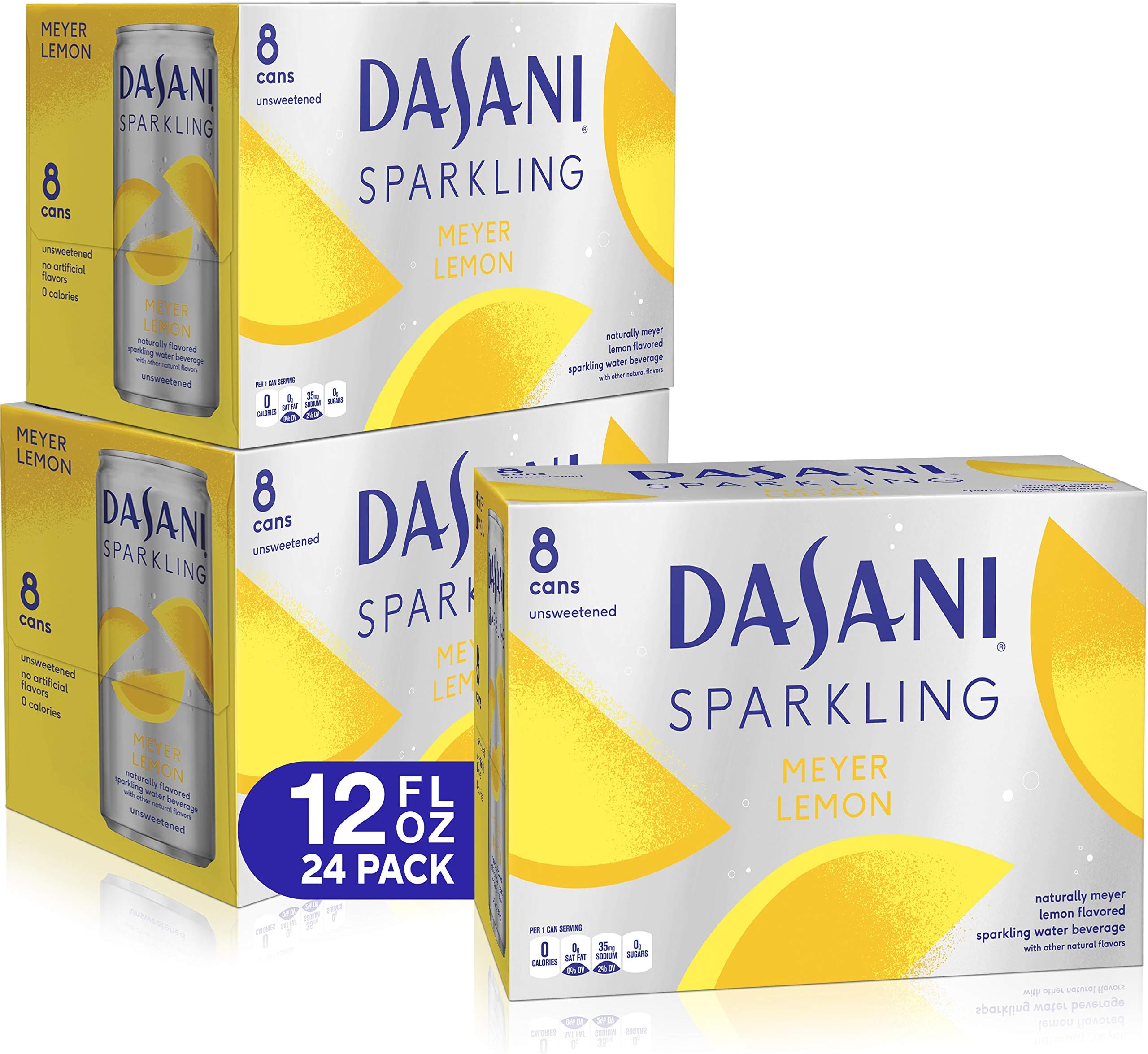 DASANI Sparkling Water Meyer Lemon Zero Calories, 12 fl oz, 24 Pack