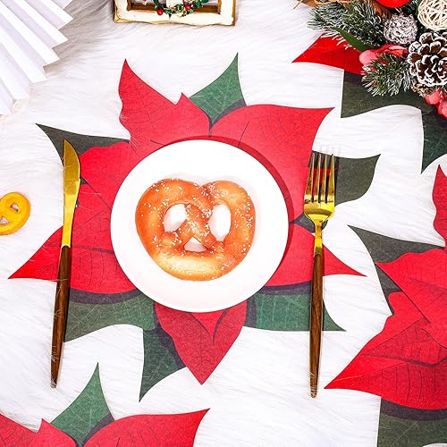 Miniatura 3 de Paquete de 50 manteles individuales de papel de Navidad desechables de flores de Navidad, manteles individuales de papel decorativo para el hogar,