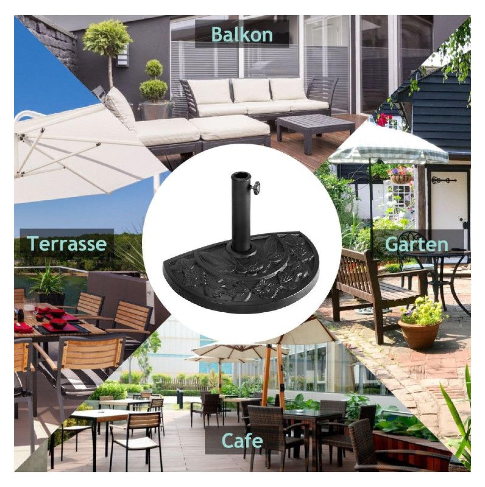 Questa Base per ombrellone Resistente da 13,6 kg (30 libbre) - Supporto Quadrato in Bronzo da 44,5 cm (17,5") per Patio, Giardino, terrazza, Balcone - Supporto Regolabile per Asta per ombrel