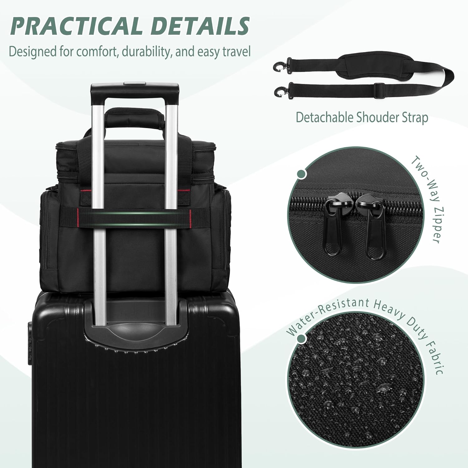 Medicine Organizer Bag with Insulated Pocket for Travel, Pill Bottle Storage Bag with 4 Customized Dividers & Shoulder Strap for Medication, Insulin and First Aid Supplies, Black (Bag ONLY) - Image 5