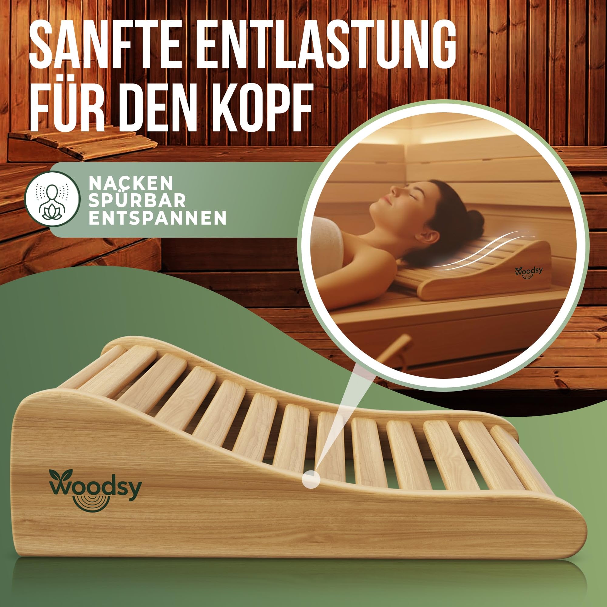 ART COLOR Woodsy Saunakopfstütze aus Holz – Ergonomisches Sauna Zubehör für entspanntes Liegen – Hochwertiges Saunazubehör für maximale Erholung (2X Kopfstütze)