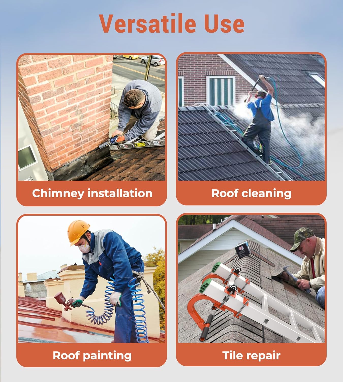 Ladder Roof Hook with Wheel, Heavy Duty Roof Safety Ladder Stabilizer, 500 lbs Weight Rating, Roof Ridge Ladder Hook, Ladder Hooks for roof Secure