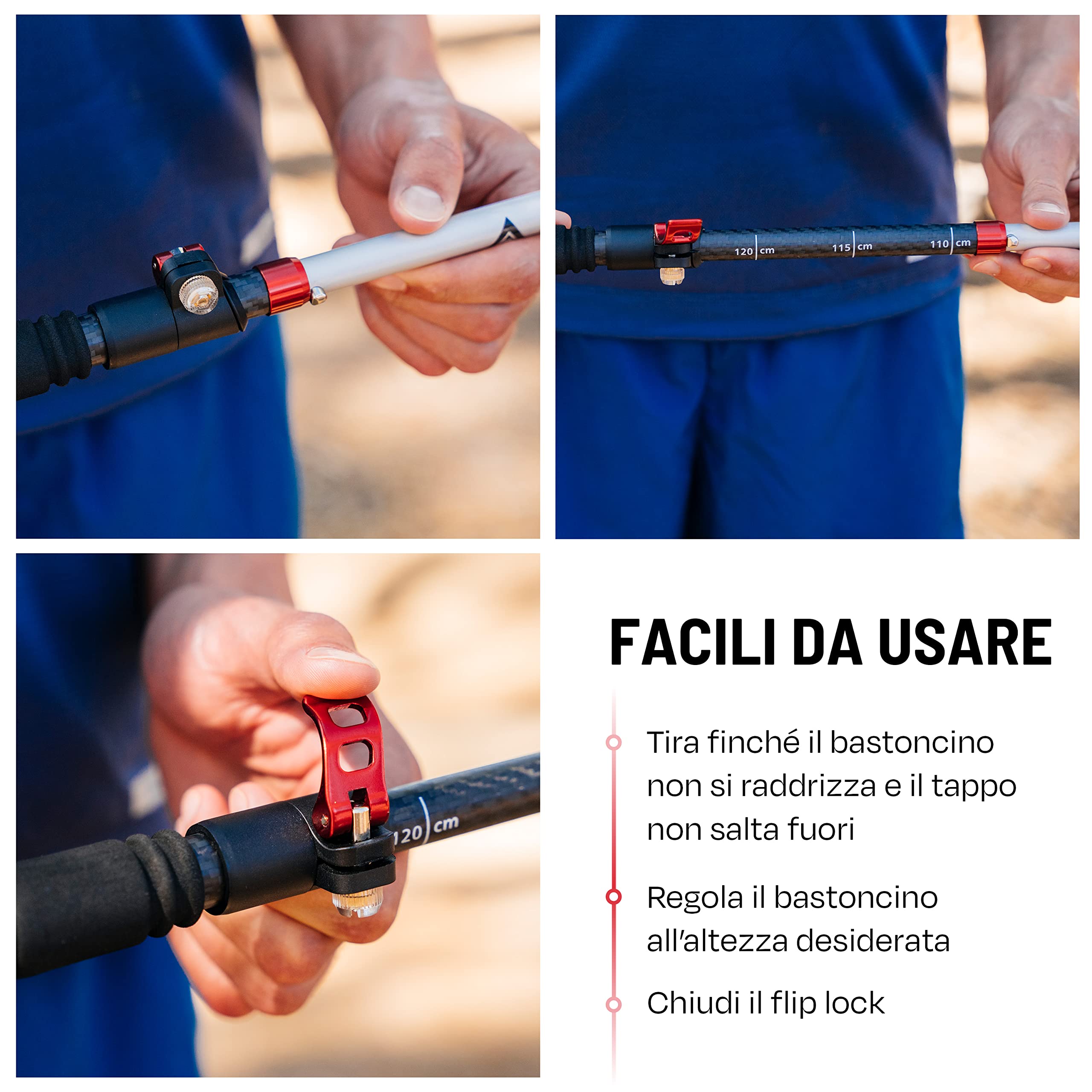 Atacama Bastoni da trekking telescopici – in carbonio 3k e alluminio 7075 Nordic Walking con manico in sughero per uomo e donna – angolo regolabile facilmente allungabile