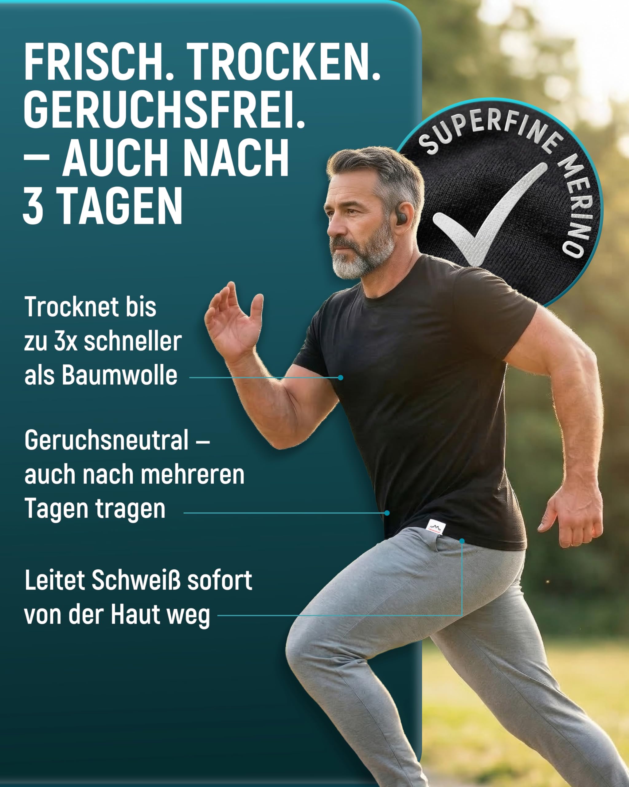 Alpenwert® Merino Shirt Herren [Made IN Portugal] perfektes Wandershirt Wander Tshirt aus Merinowolle Tshirt für Sport, Outdoor, Funktionsshirt (DE/NL/SE/PL - S/M/L/XL - Grün/Grau/Navy Blau/Schwarz)