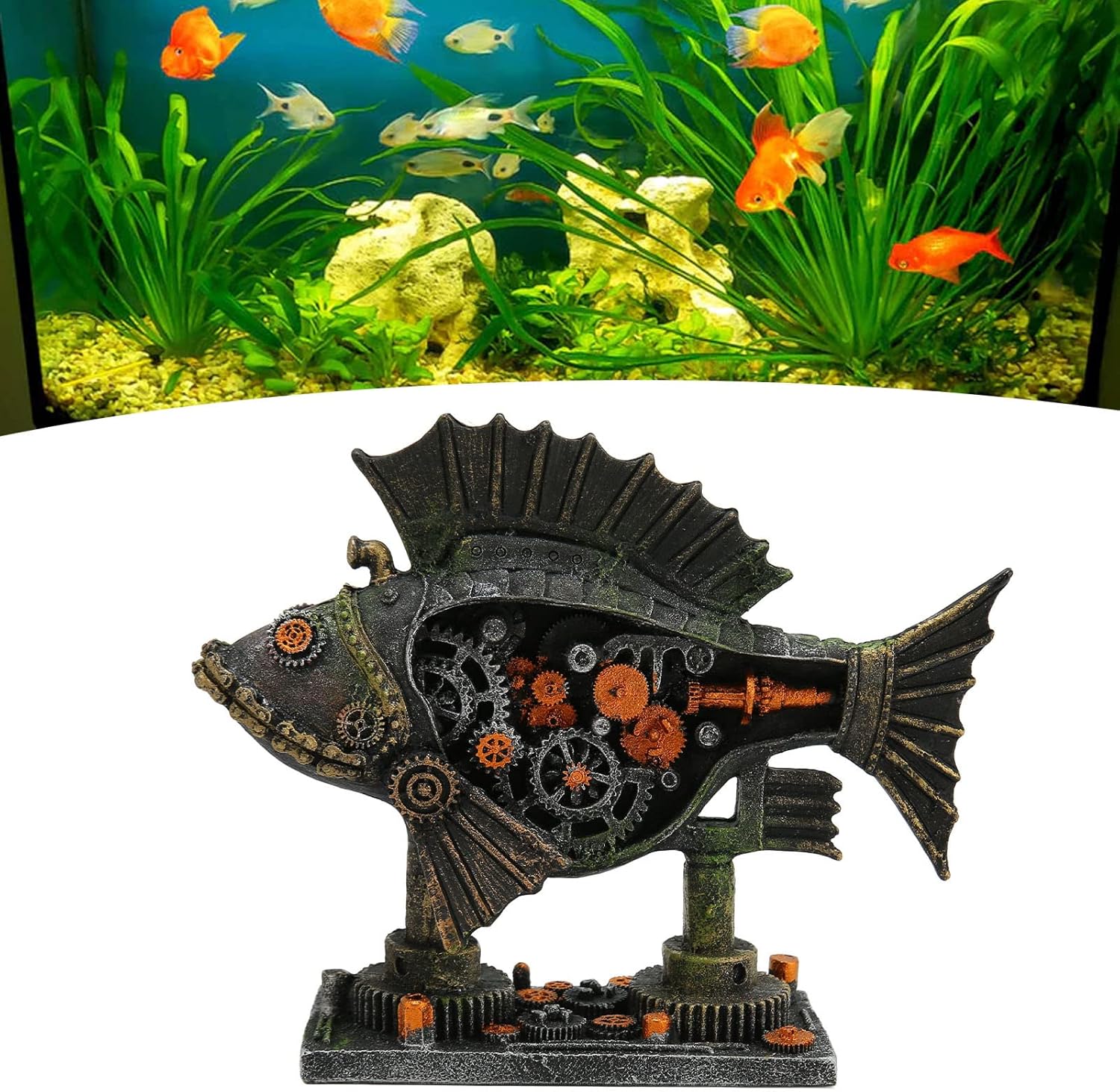 Tnfeeon Resin Aquarium Fish Landscaping Robot Fish Decoration, Multicolored Modern Aquarium Ornament for Fresh & Salt Water