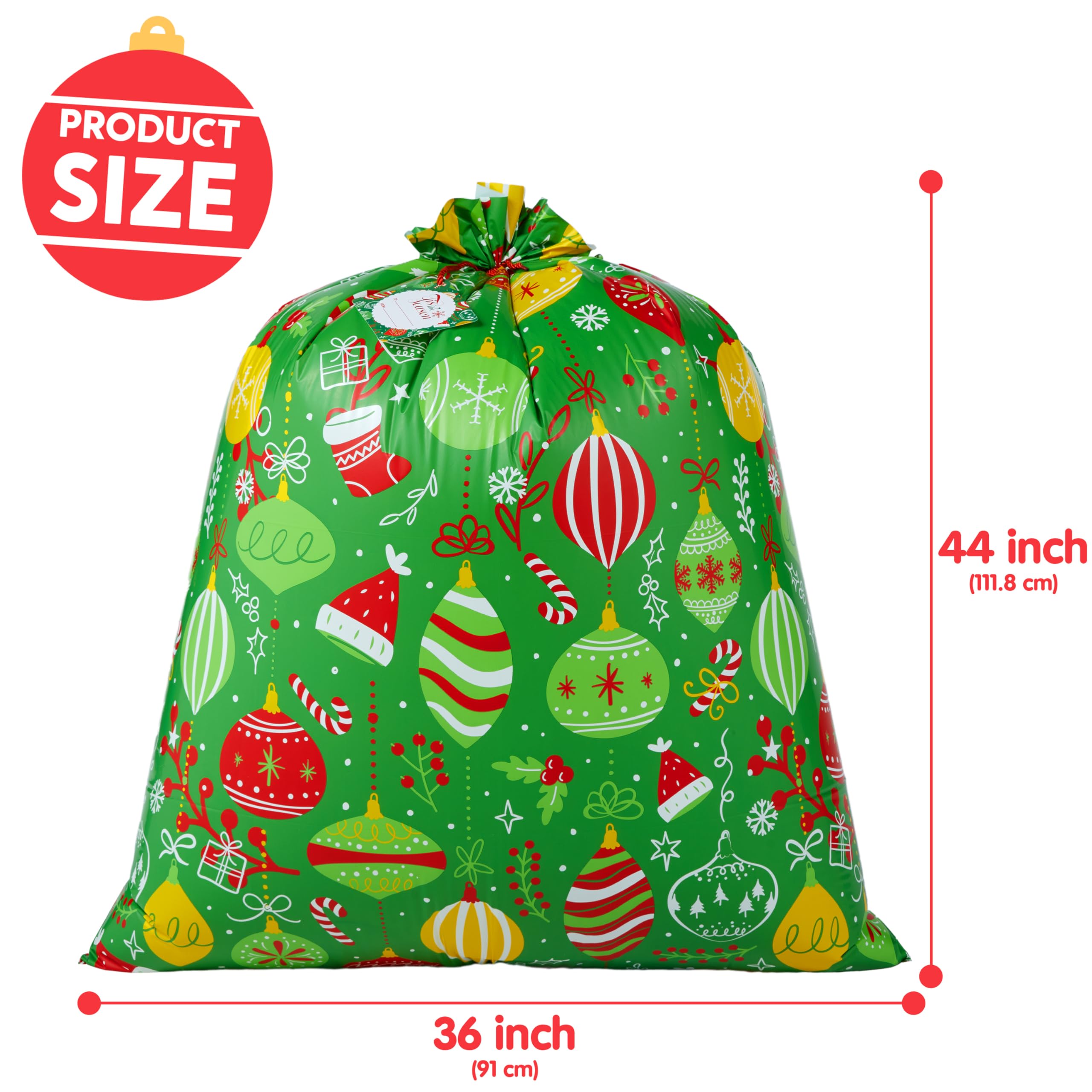 JOYIN Christmas 4 Pcs Jumbo Gift Bags, Extra Large Heavy Duty 44" X 36" Drawstring Xmas Present Bag With Tags For Big Gifts, Christmas Season, Gift Giving, Holiday Presents Or Decorations - View #9