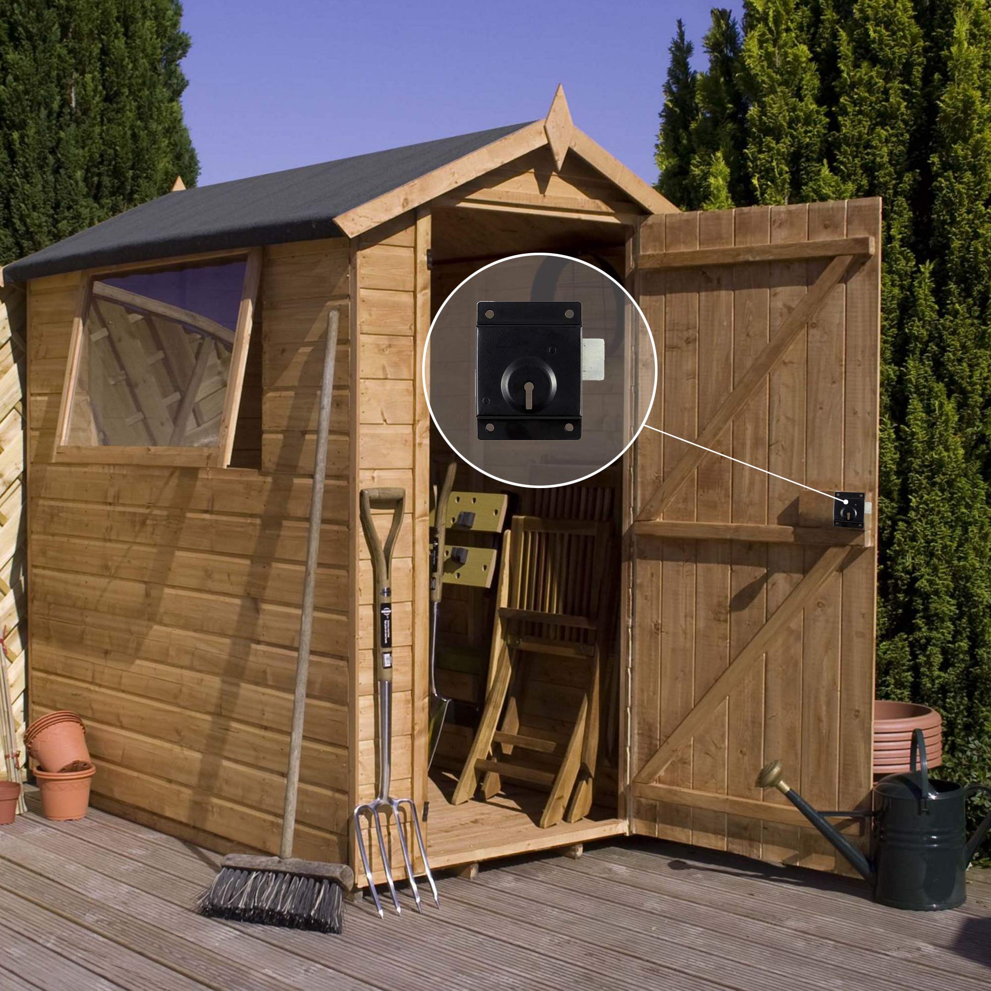 XFORT® Traditional 4” x 3” Rim Press Lock, Surface Mounted Black Rim