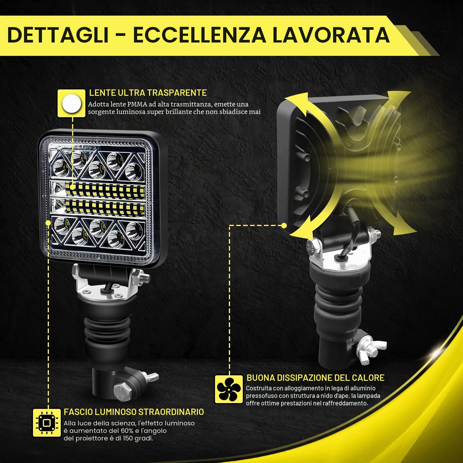 AnTom 102W Faretto Led, 24mm DIN Faretti di Profondità Supplementari - IP68-12/24V - Flessibile