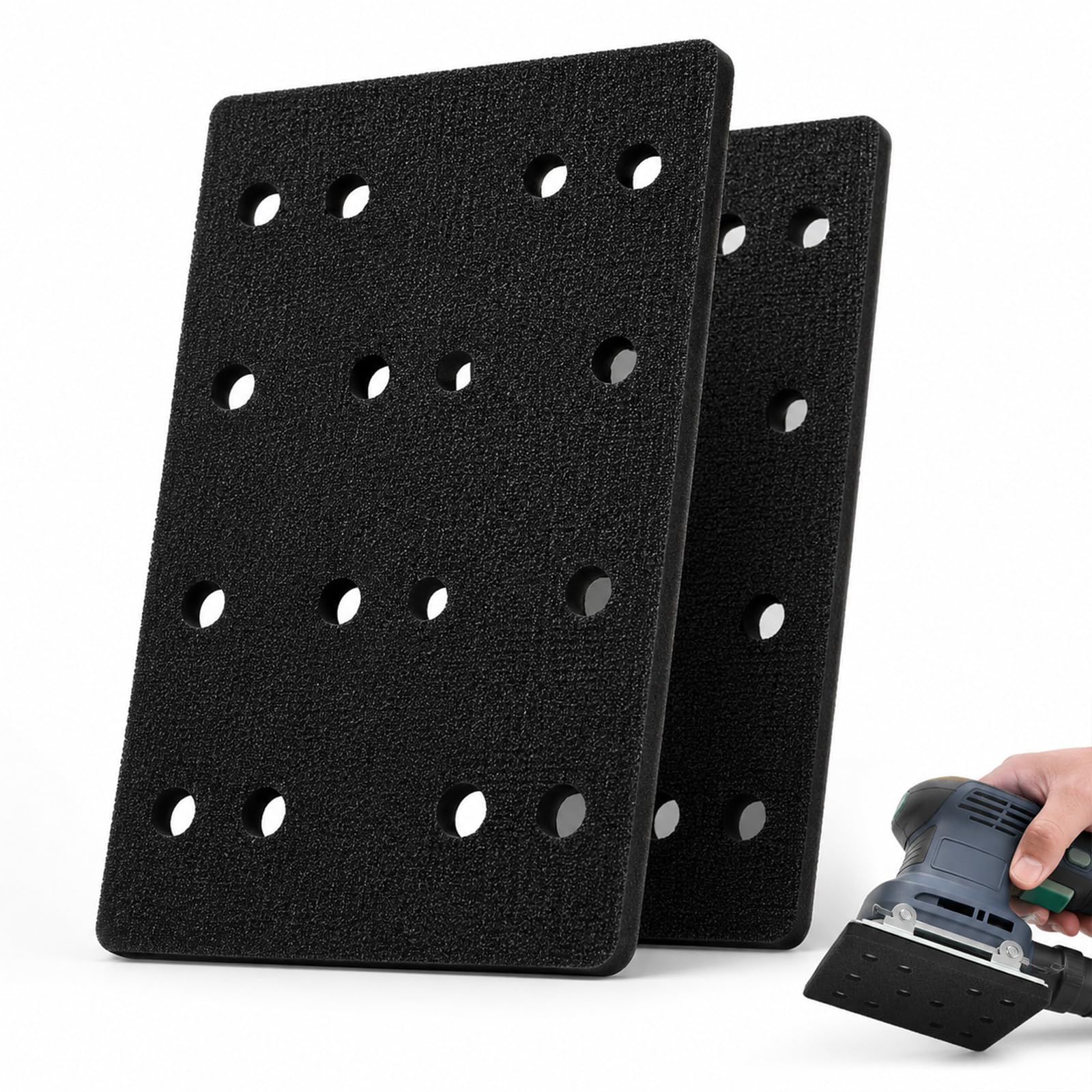 Mistillion 2Pcs 80x133mm Sponge Sanding Interface Pad, 16 Hole Dust Extraction Buffer, Hook & Loop Soft Cushion Pad Compatible with Festool RTS 400 RS 400 RTSC 400 Sander