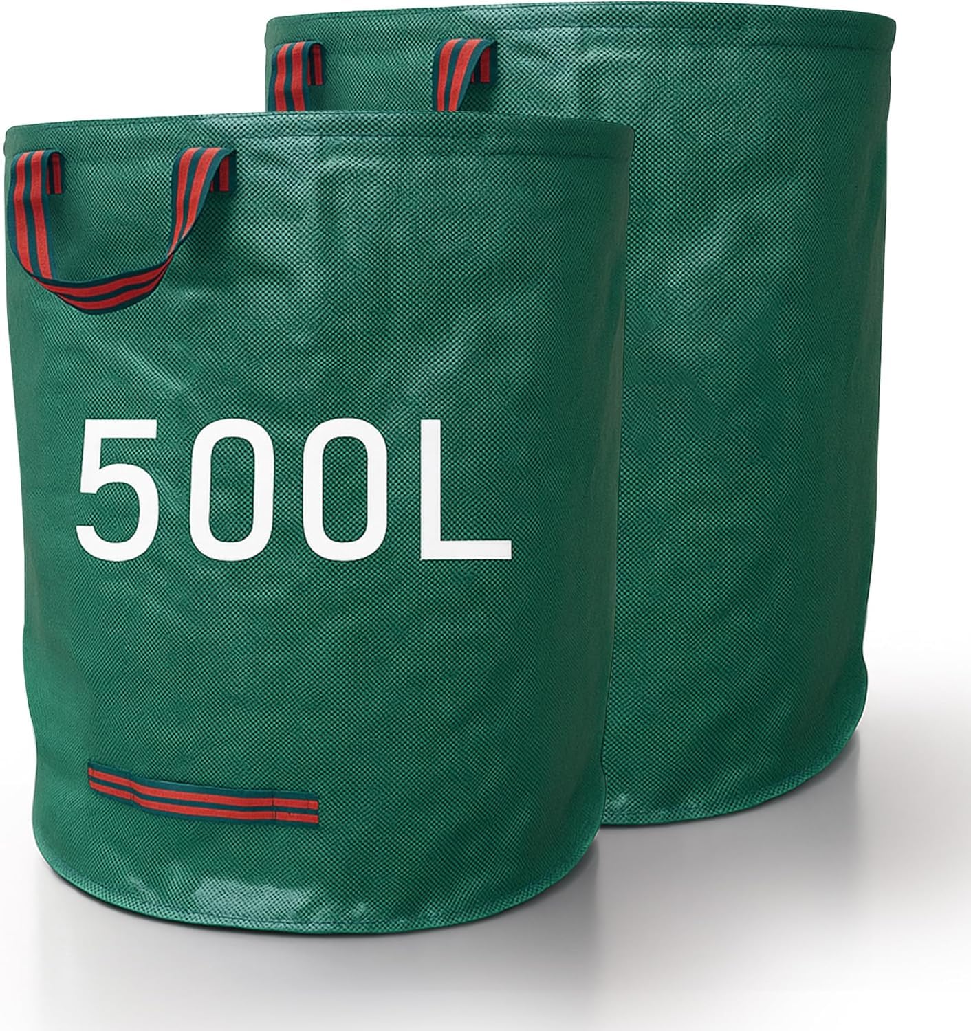 Karrma Ltd. Green Heavy Duty Garden Waste Bags 2 Pack 500L, Reusable Waterproof Garden Sacks With Reinforced Handles For Grass, Leaves & Garden Waste