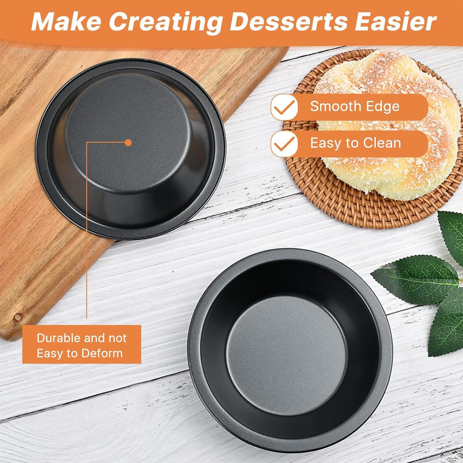 Moule à tarte miniature anti-adhésif en acier au carbone de 12,7 cm pour dessert individuel, plats à tarte faciles