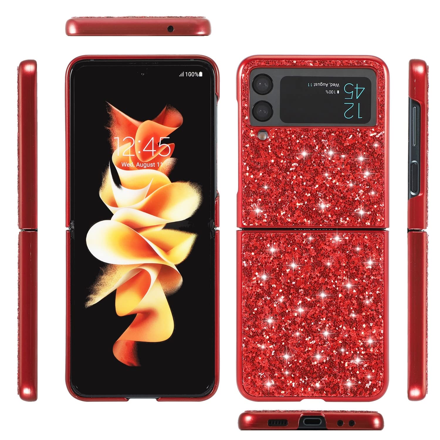 Hülle Kompatibel mit Samsung Galaxy Z Flip 3 Glitzer Silikon Sparkle Handyhülle Weiche TPU Bumper Hart PC Schutzhülle für Samsung Z Flip 3,Gold