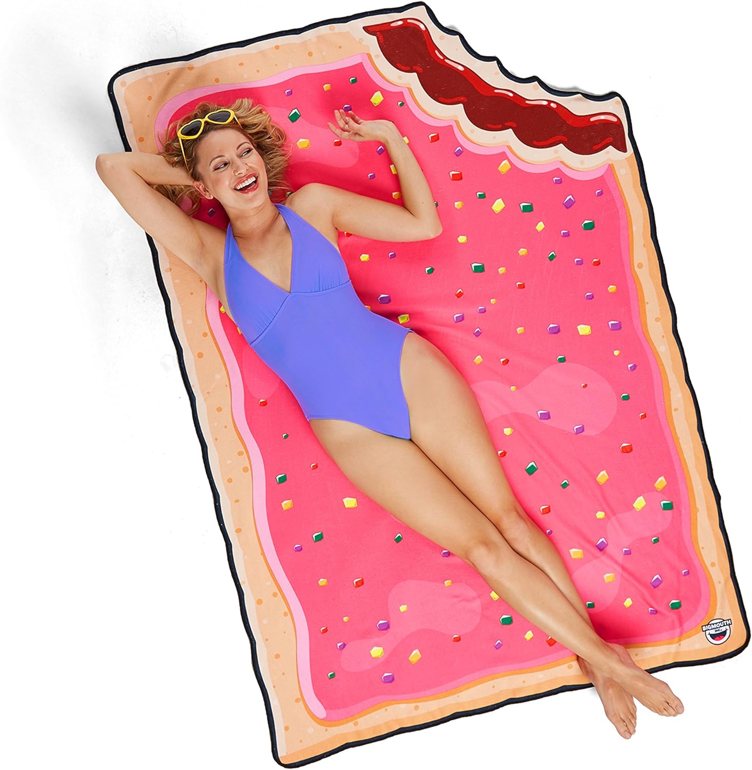 BigMouth Inc Giant Pink Toaster Tart Beach Blanket, Oversized Beach Towel, Ulta-Soft Microfiber Towel, 5 Feet Wide, Washing Machine Friendly