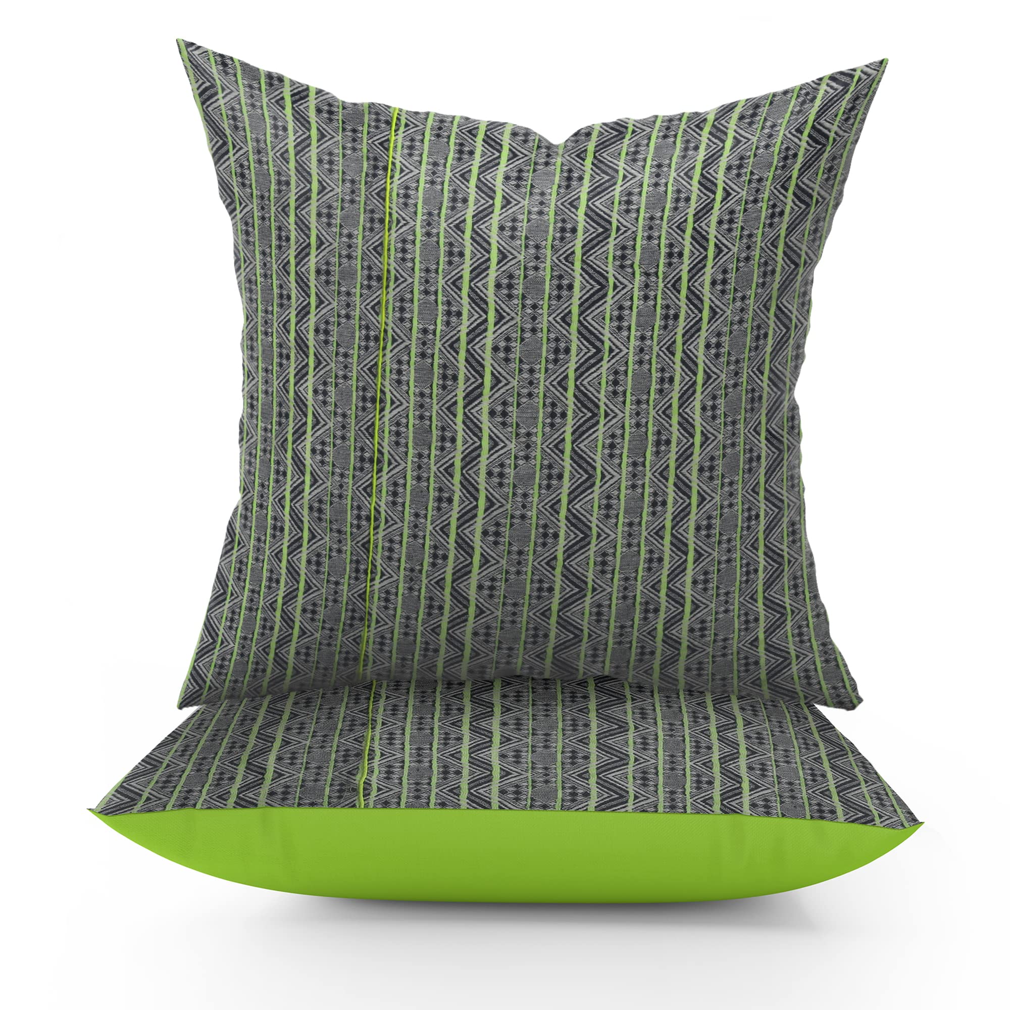 Fundas de cojín de algodón de estilo indio y bohemio negro y verde INDIADECOR IDCC-CS-Ch para sofá