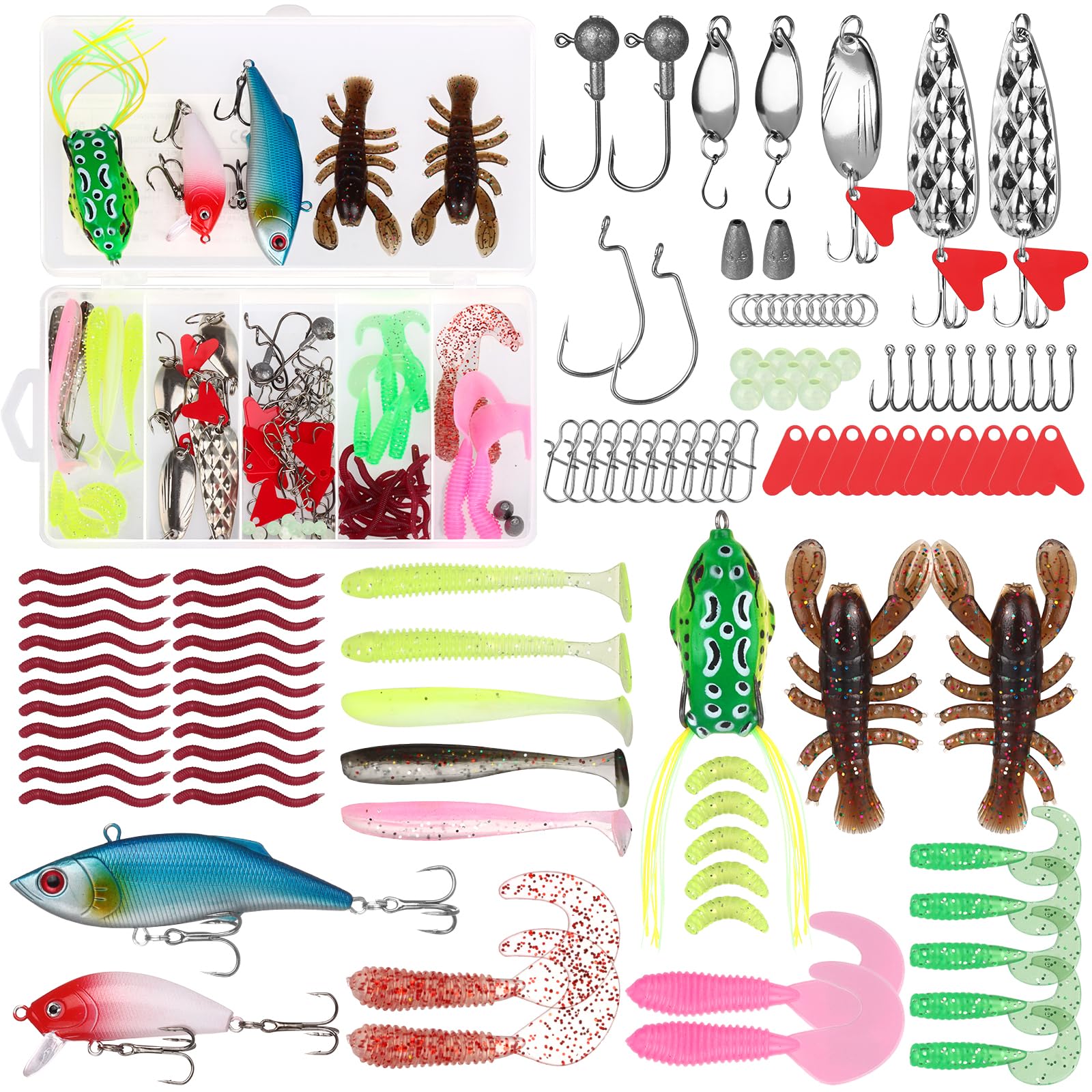 kit 107 pièces leurres de pêche complet