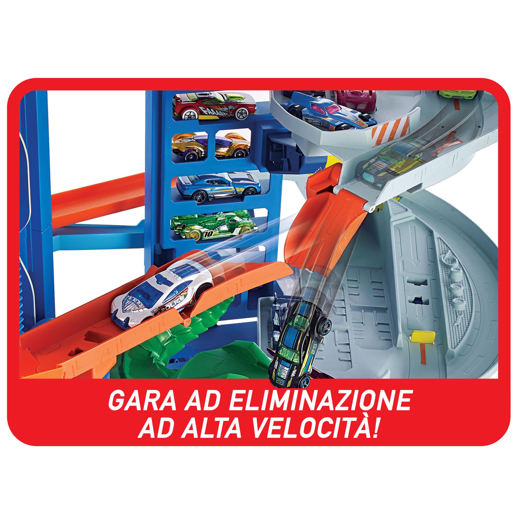 Hot Wheels City Robo T-Rex Ultimate Garage Modalità multigiocatore a più livelli per riporre auto in scala 100 plus 1 64, idea regalo per bambini dai 5 anni in su, GJL14