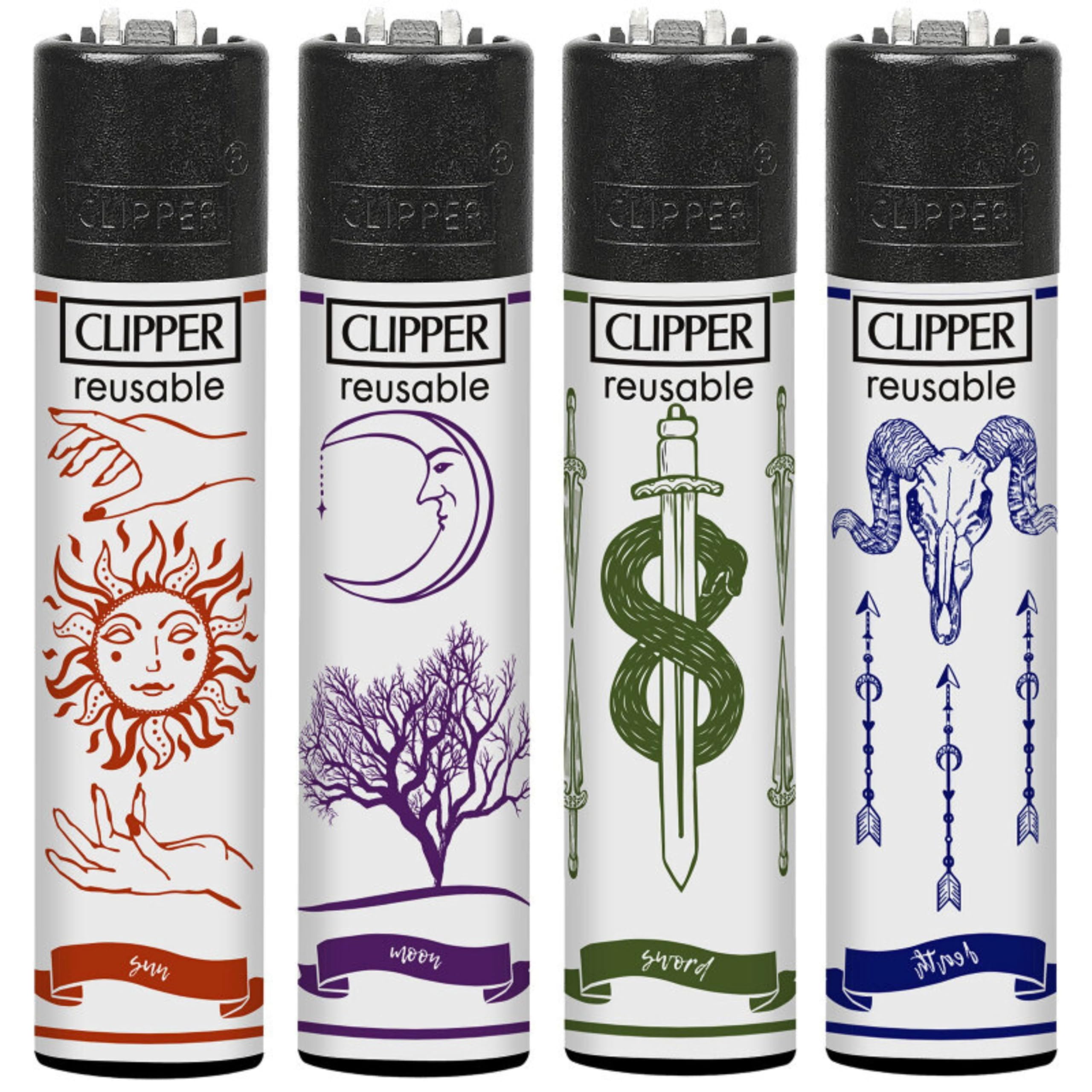4 x Clipper Lighter Set Gas Refillable Windproof Lighters Standarad Size Replaceable Flint Rare Limited Edition (Planet Flowers 1) — view 45