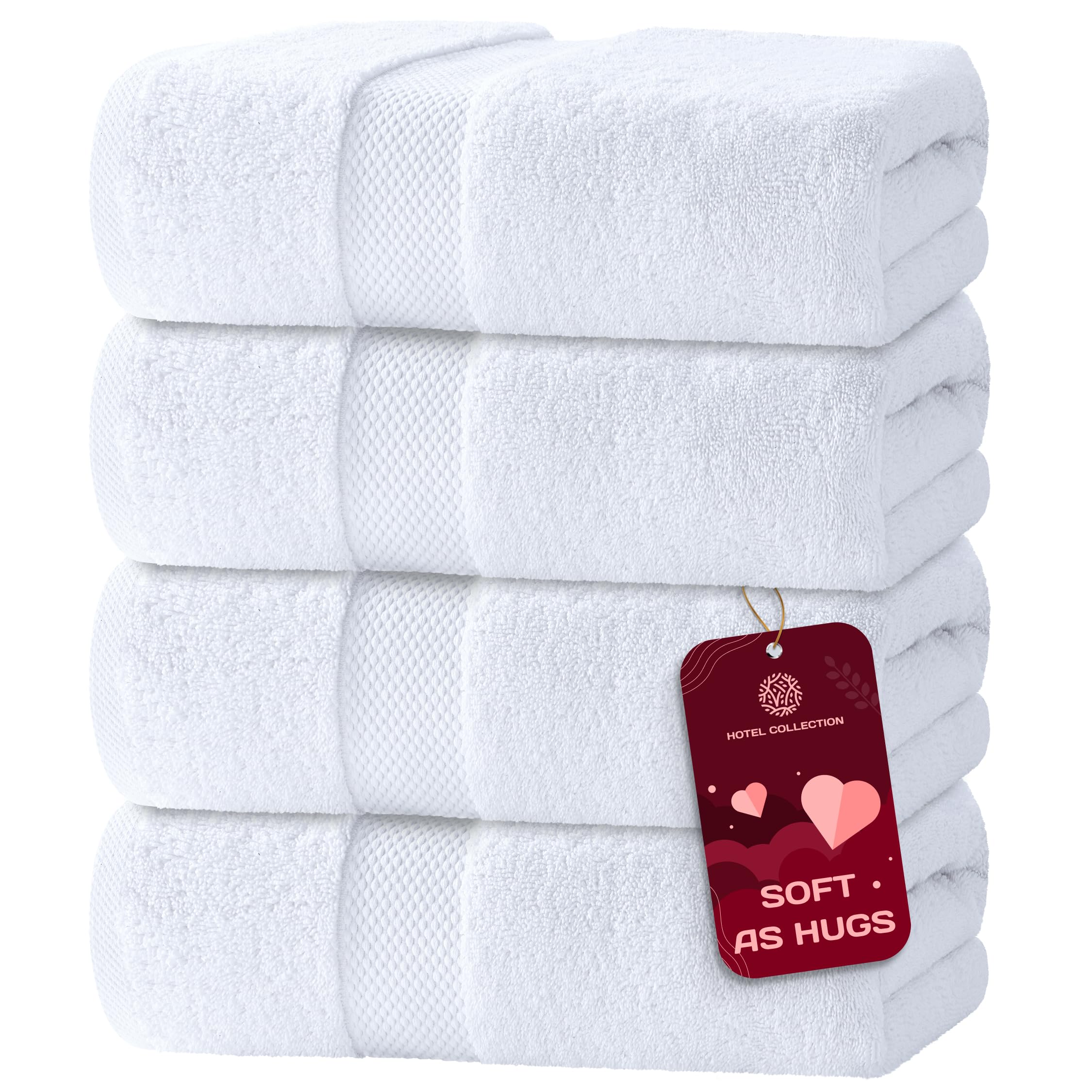 White Classic Luxury Bath Towels Large - Circlet Egyptian Cotton | Highly Absorbent Hotel spa Collection Bathroom Towel | 27x54 Inch | Set of 4