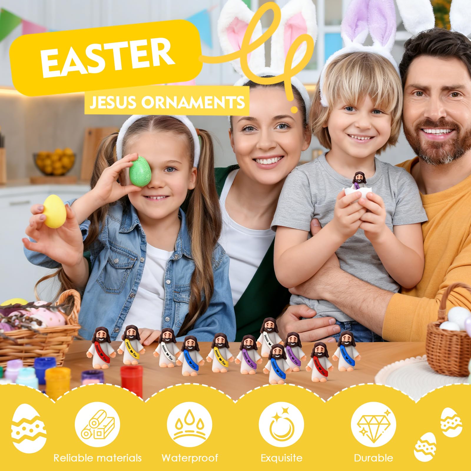 50 Piezas Mini Figuras de Jesús, Minifiguras de Jesús, Decoraciones de Pascua, pequeñas Figuras de Jesúss pequeño para esconderse y Buscar, Regalo de Bautizo, Escuela