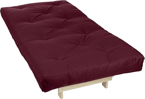 Miniatura 221 de Poly Solid - Colchón de futón completo, 8 pulgadas, color azul polvoriento Negro -,Azul,rosado (Blush Pink),Borgoña,Burnt orange,2-Burnt