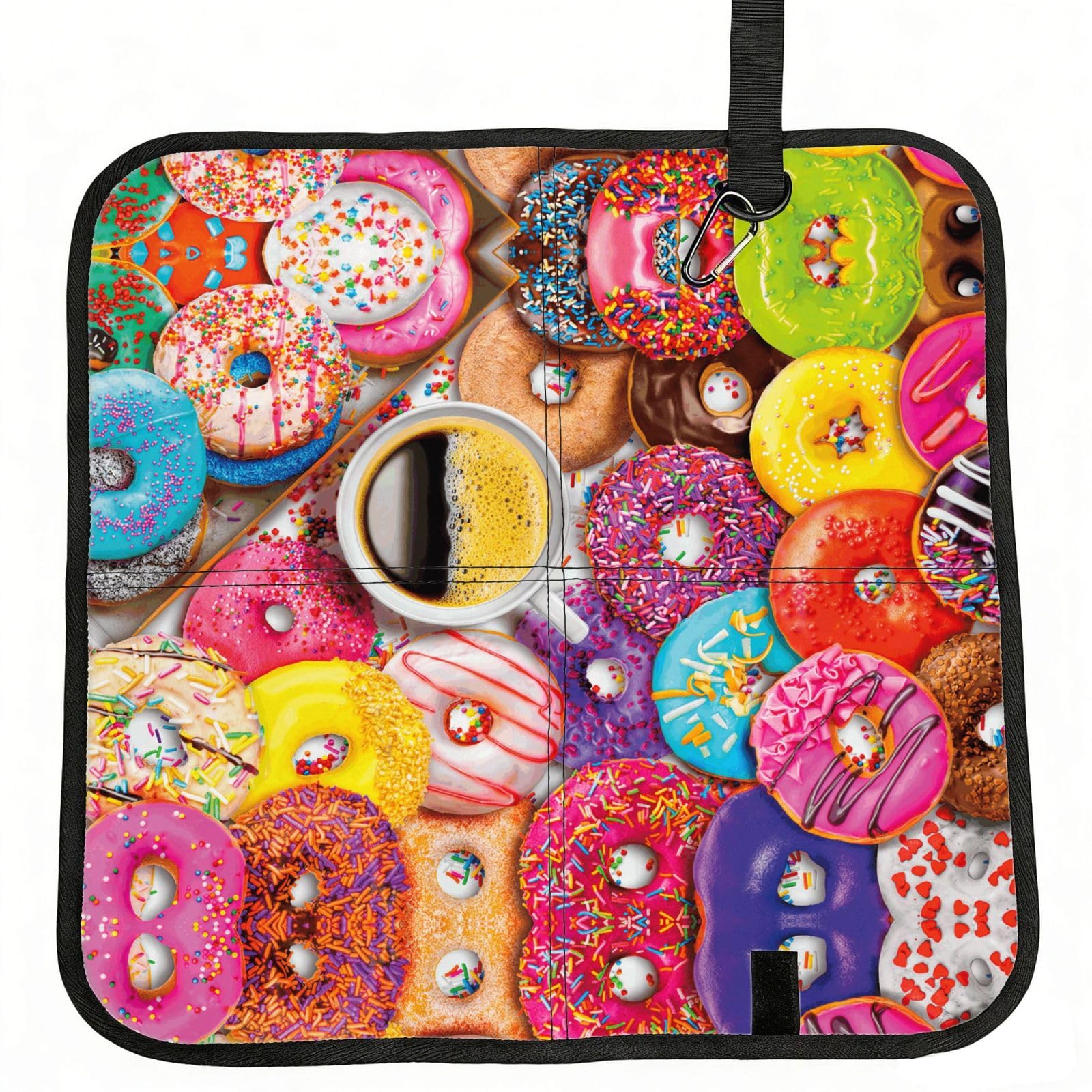 OKFSTY Coffee And Donuts Print Fold Away Seat Cushion Portable Outdoor Pad Polyester Bleacher Bench Mat Travel Picnic Pad