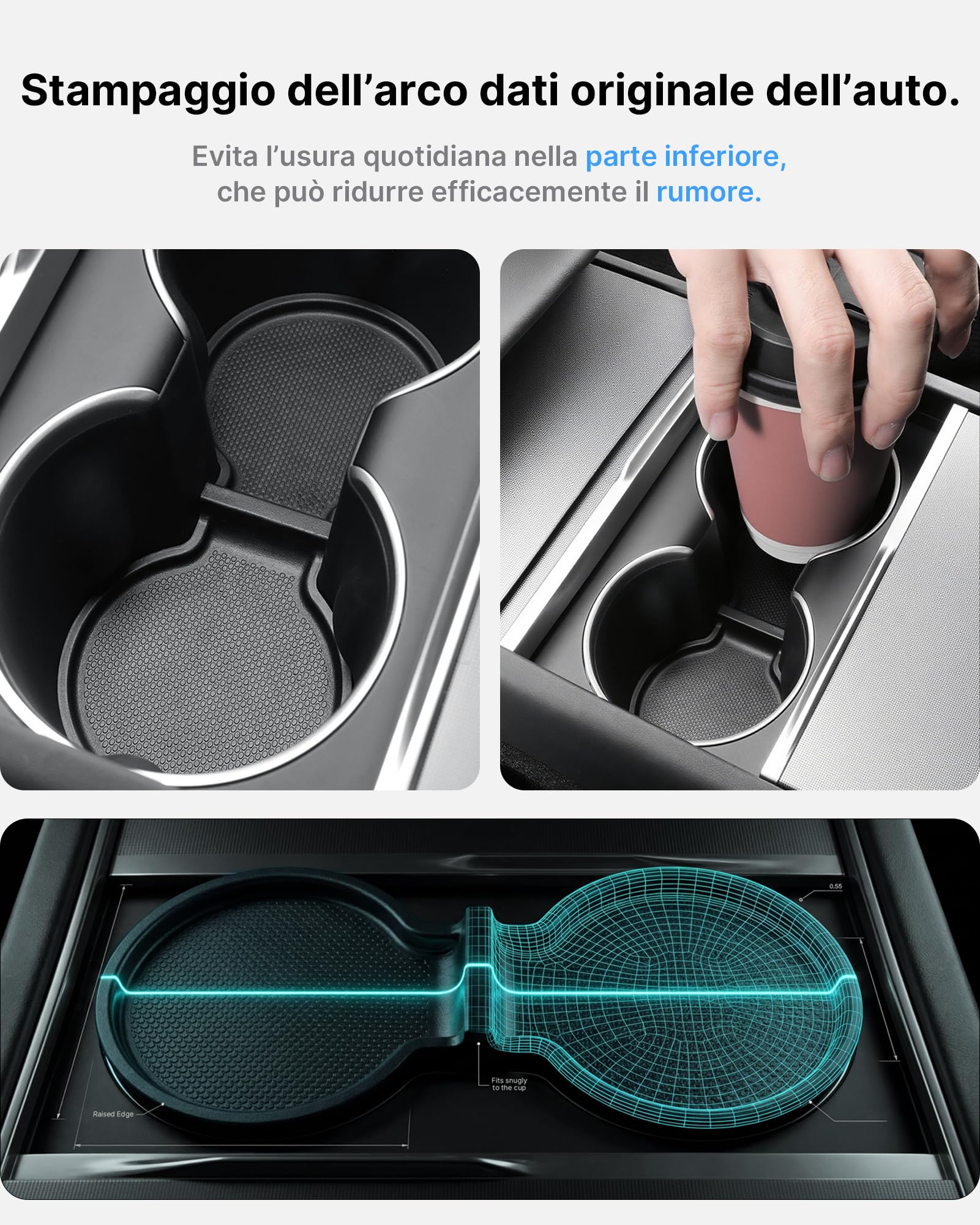 Set 4 Organizer Per Consolle Centrale Tesla Model 3 Highland 2024-2026 & Model y Juniper 2025-2026 (Premium/Performance) – Vano Magnetico Nascosto, Antiscivolo, Senza Attrezzi