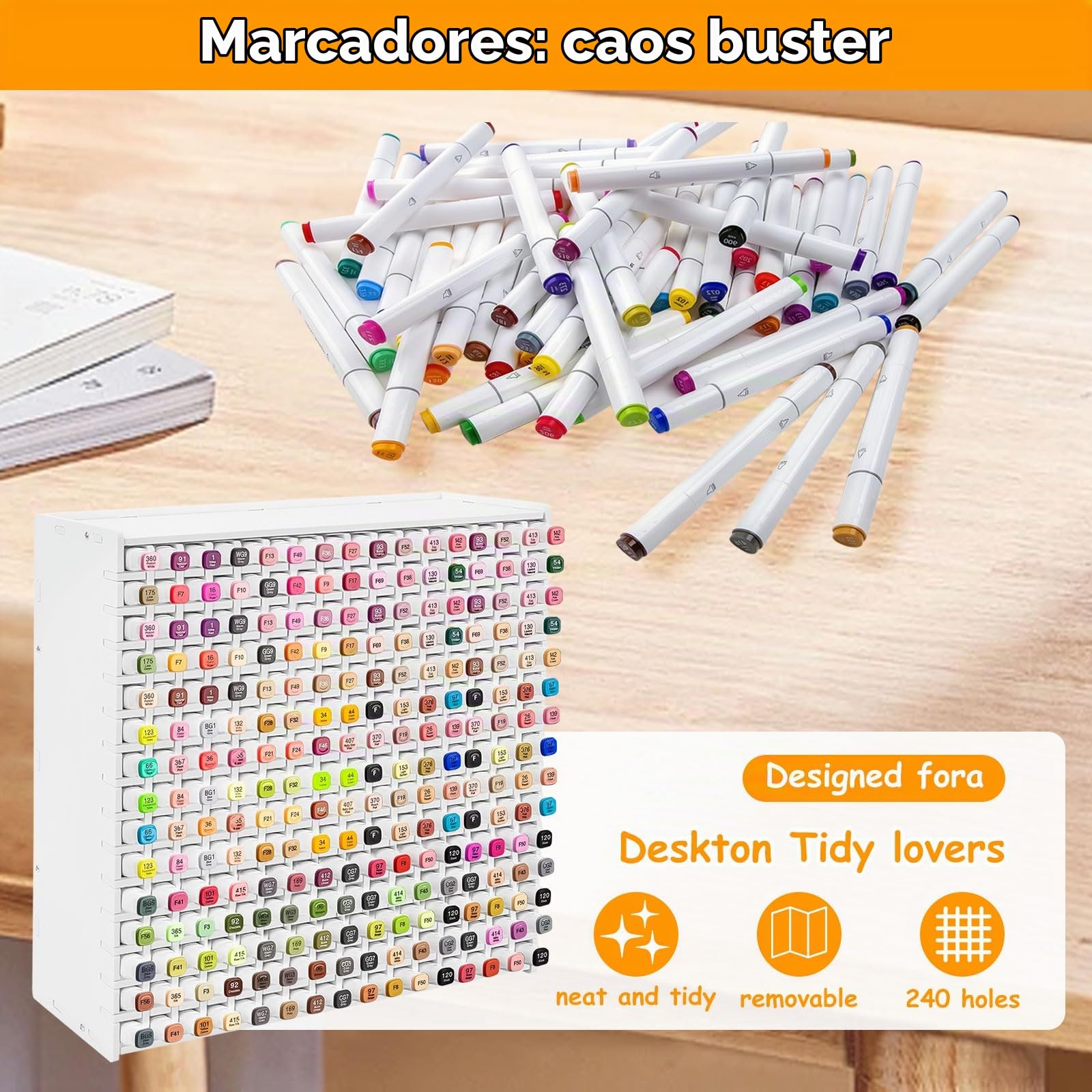 Organizador de Rotuladores para 240 Lápices, PVC Portalápices de Escritorio